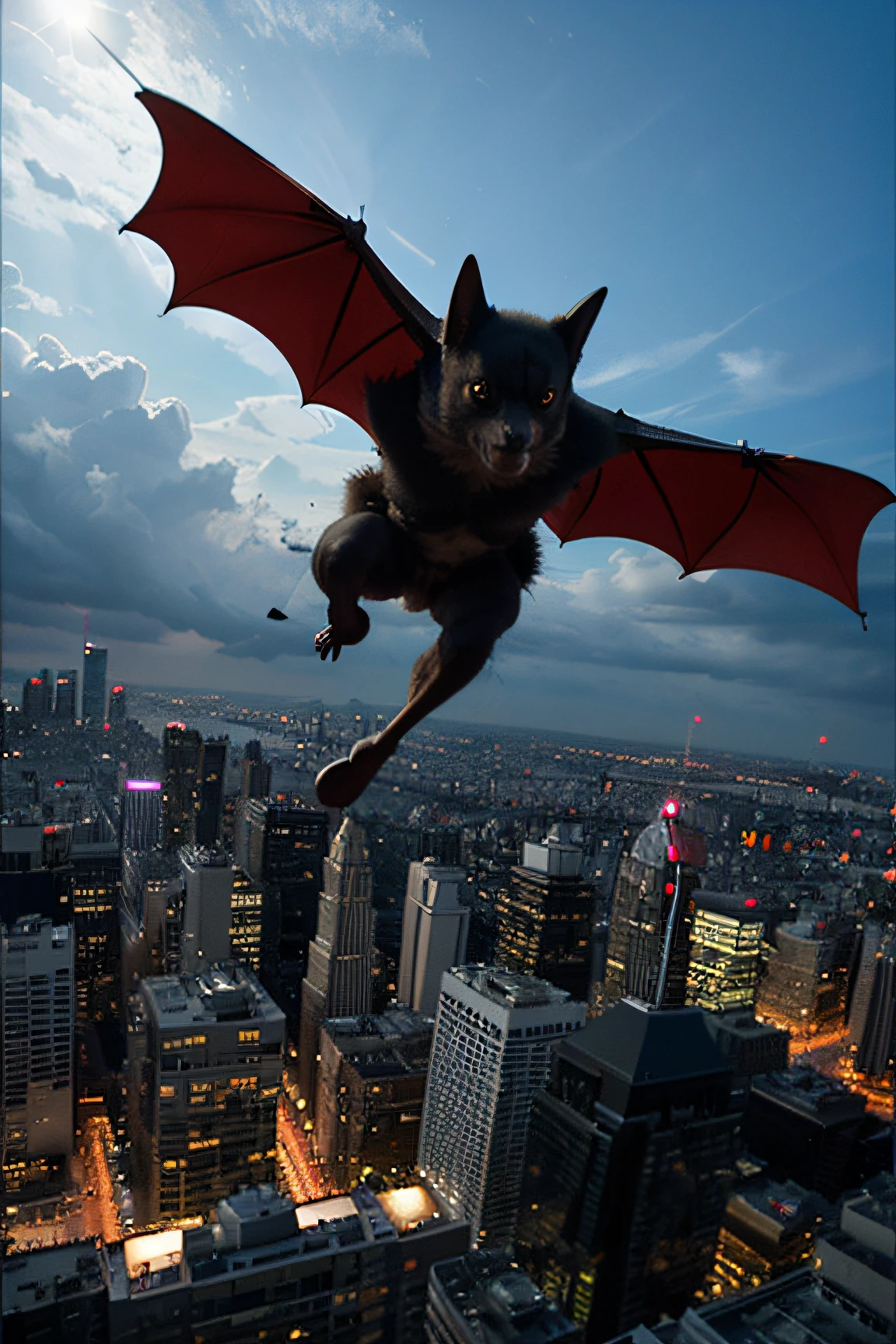 a bat is flying.