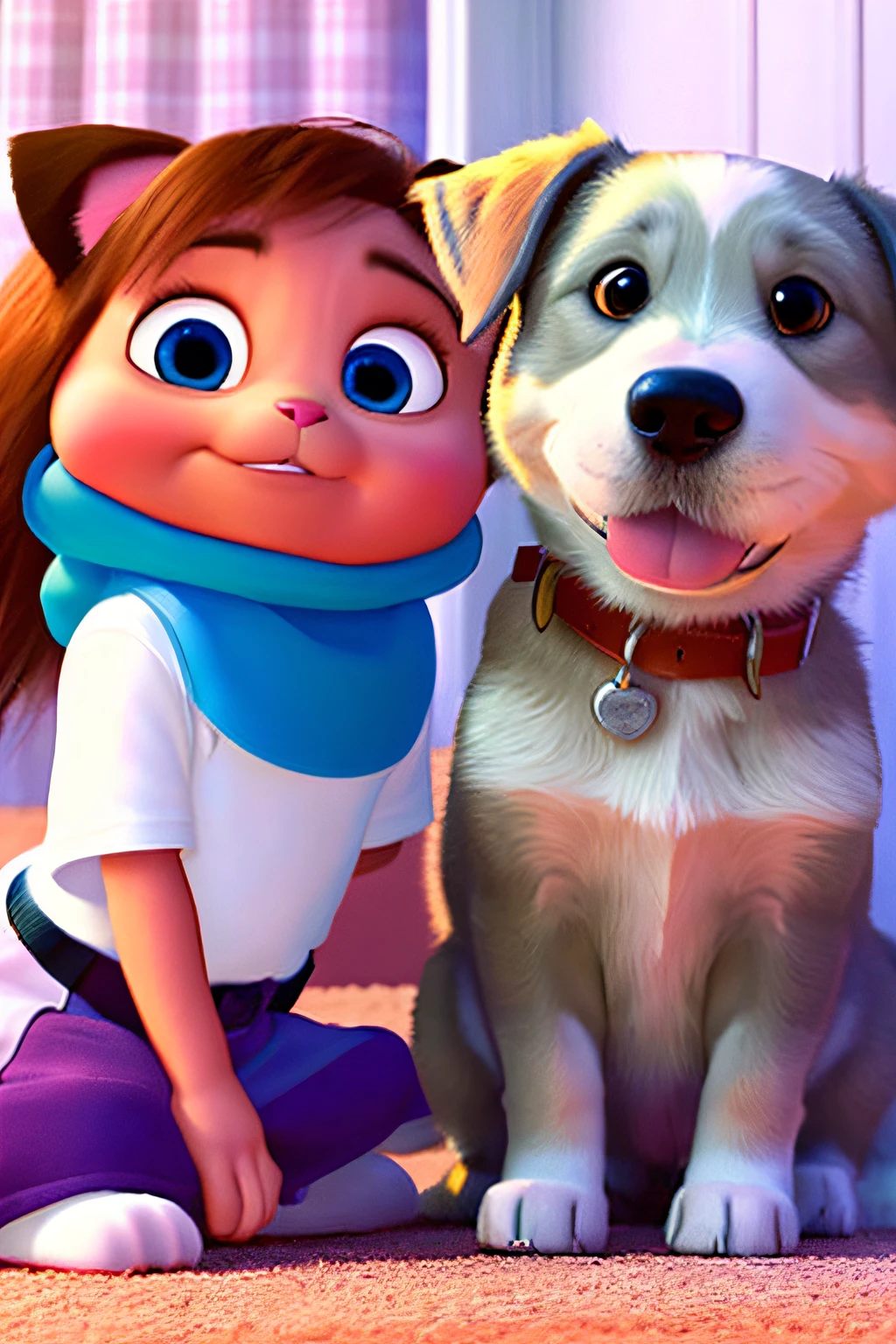 Cute dog and cat, Disney pixar |