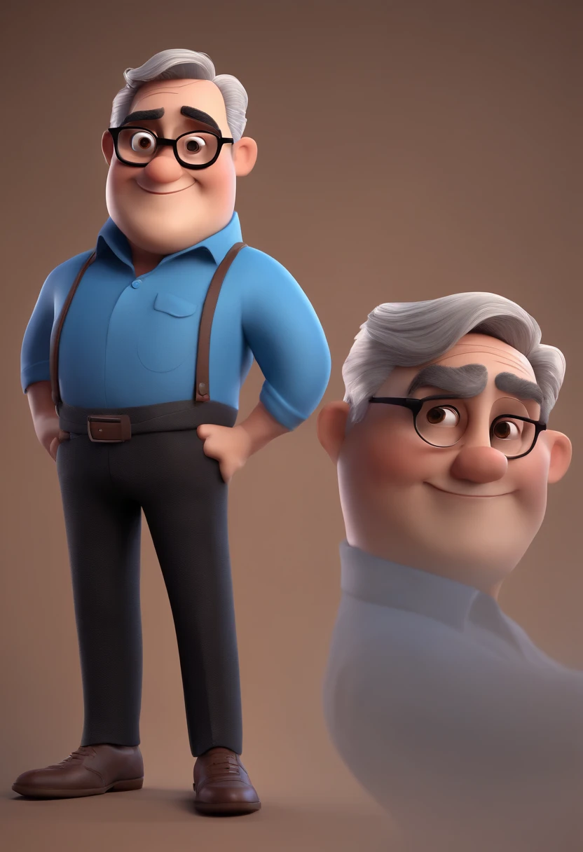 Cartoon character of a man with black glasses and a blue shirt, animation character, Caractere estilizado, animation style rendering, 3D estilizado, Arnold Maya render, 3 d render stylized, toon render keyshot, Personagem 3D, Personagem 3D, 3d rendering stylized, 3 d character render, personagem de desenho animado, Personagem de close up, Pose de personagem,  (Estilo Pixar) (master part:1.2) (Bokeh) (best quality) (pele detalhada) (textura detalhada) (8k) (argila) (Cinematic lighting) (foco nítido