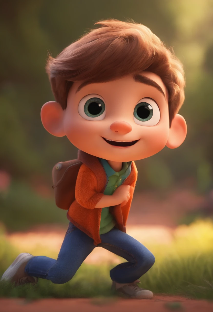 Image of a boy for a story in a YouTube video in Pixar format, He's the allabester, He's the class leader, He's outgoing, Playful and gets up for a lot of things