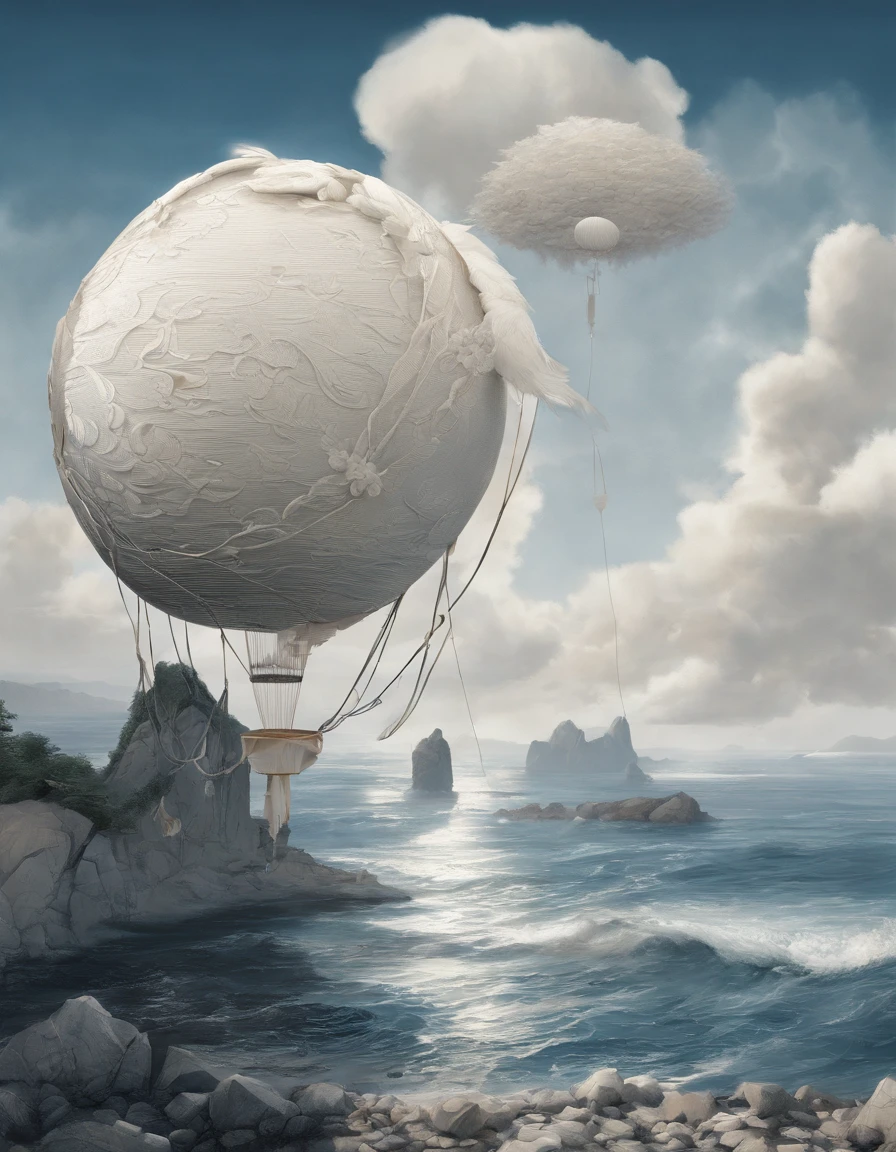 (A kind of porcelain woven from Jingdezhen, Called "Blue in the rain", The hot air balloon rises silently),This type of hot air balloon is not like modern hot air balloons,It doesn't have bright colors,There is no modern design,But it has a strong quaint vibe,Its rinds include:::,Smooth and shiny,It's as if the whole sky is mounted on this little sphere。Two pure white cranes in the morning breeze,The gaze is deep and warm,Silent Mountain,Twinkle in the morning light。
azure sea, White waves crash against the rocks,, beautiful sky ,Photography,Clear facial features, 3D rendering of character concept art,A beautiful painting by Stephen Shore,Ukiyo-e art,Pixar style,The work of Furuhiko,Masterpiece,Encaustic painting,Egg garnish,Matte painting,Modern art,spray ,bentwood,Beadwork,Etched tiles,Feather work,land art,Smoke art,carved wood,decorations,Beads and rope,Image courtesy of Ingmar Bergman(Ingmar Bergman)of works,Image from the work of Darren Aronofsky,Antoni Gaudí(Antoni Gaudí),author:Rem Koolhaas,Oscar Niemeyer(Oscar Niemeyer),author:Renzo Piano placeholder image,author:Alessio Albi, author:David Berdan,author:Chris Burcard,author:Ray Collins,Dreamy atmosphere,An atmosphere of happiness,Romantic atmosphere,Depth of field (degrees of freedom),boobs shot(mcu),Bottom view,Beautiful lighting, --Original style