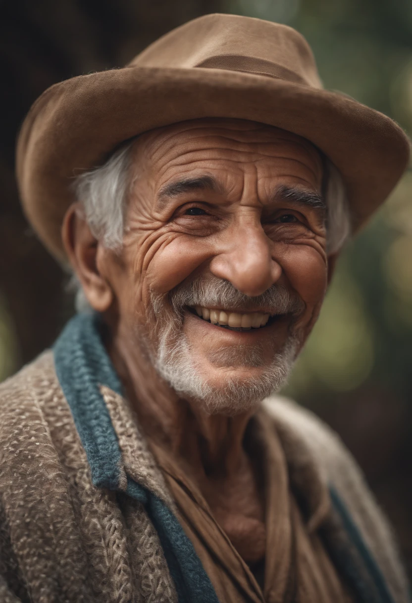 Pixarstyle A waist-high portrait of an elderly man with social clothes, smile, natural skin texture, 4K textures, HDR, intricate, highly detailed, sharp focus, cinematic look, hyper-detailed