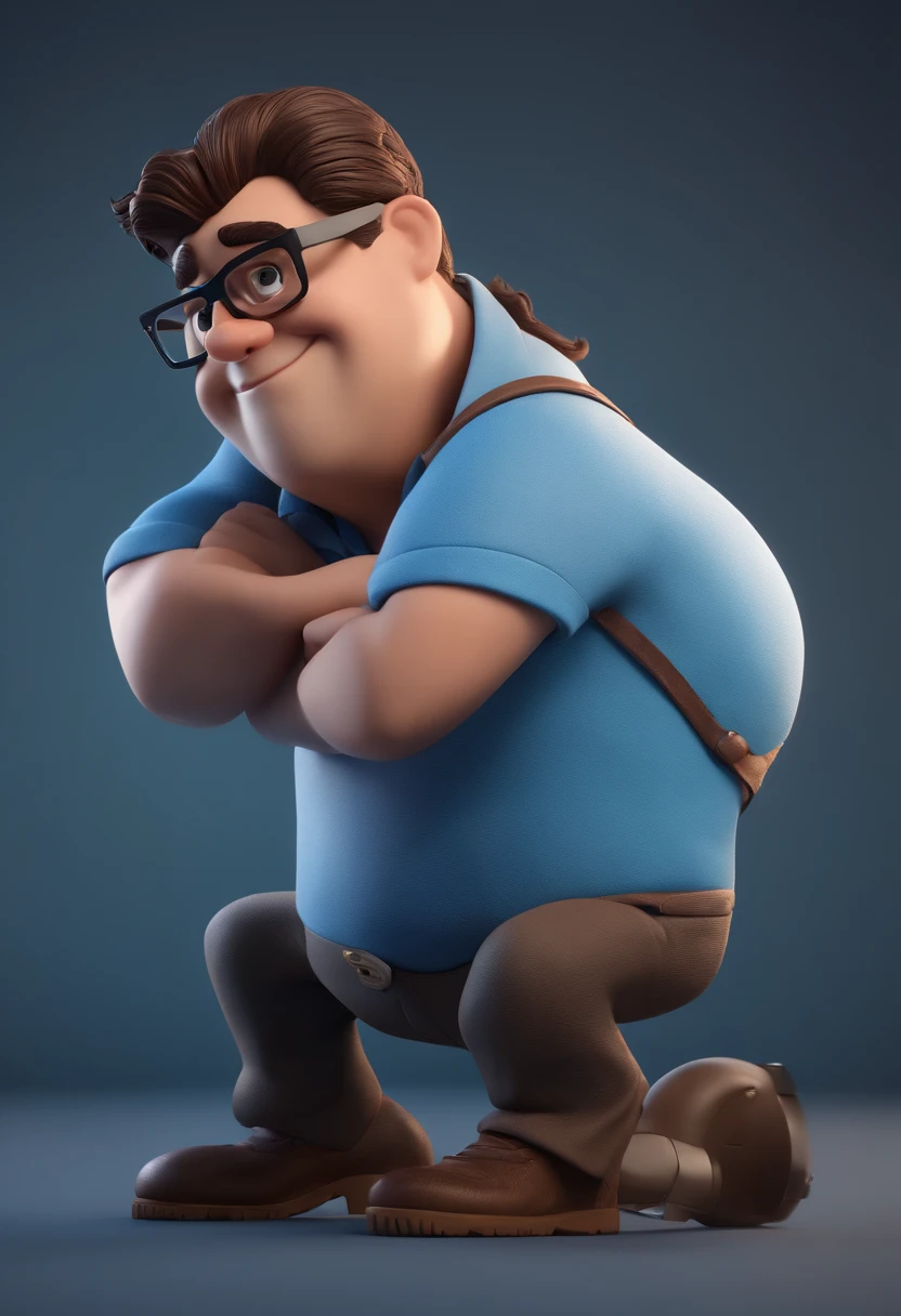 Cartoon character of a man with black glasses and a blue shirt, animation character, Caractere estilizado, animation style rendering, 3D estilizado, Arnold Maya render, 3 d render stylized, toon render keyshot, Personagem 3D, Personagem 3D, 3d rendering stylized, 3 d character render, personagem de desenho animado, Personagem de close up, Pose de personagem, (Estilo Pixar) (master part:1.2) (Bokeh) (best quality) (pele detalhada) (textura detalhada) (8k) (argila) (Cinematic lighting) (foco nítido