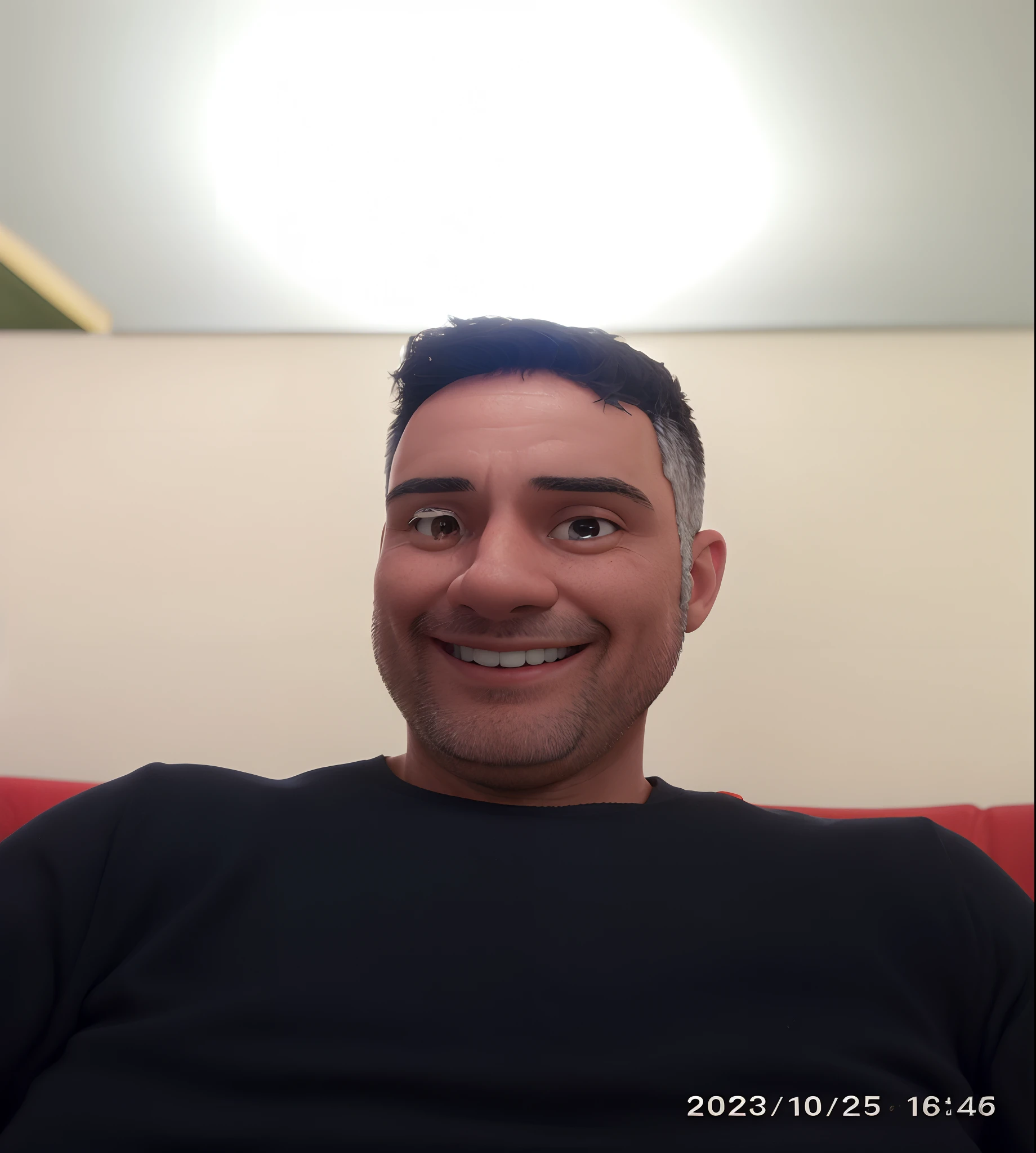 smiling man sitting on a red couch with a remote control, david rios ferreira, icaro carvalho, carmelo blandino, gui guimaraes, selfie of a man, victor maristane, Henry Alvim Correa, 8k selfie photograph, frontal picture, andres rios, foto realista, in sao paulo, professional profile picture