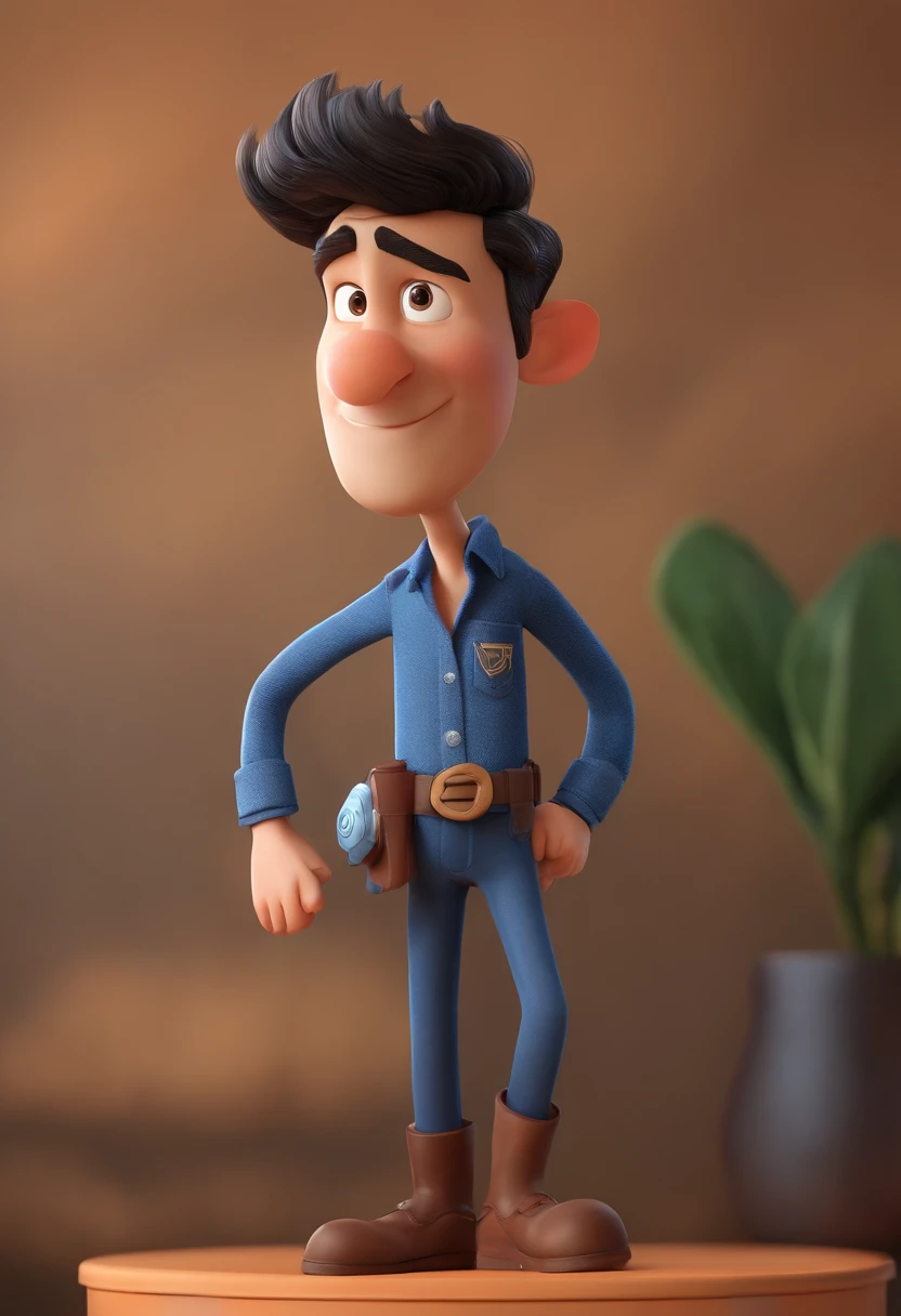personagem dos desenhos animados de um homem careca e uma camisa azul, animation character, Caractere estilizado, animation style rendering, 3D estilizado, Arnold Maya render, 3 d render stylized, toon render keyshot, Personagem 3D, Personagem 3D, 3d rendering stylized, 3 d character render, personagem de desenho animado, Personagem de close up, Pose de personagem,  (Estilo Pixar) (master part:1.2) (Bokeh) (best quality) (pele detalhada) (textura detalhada) (8k) (argila) (Cinematic lighting) (foco nítido