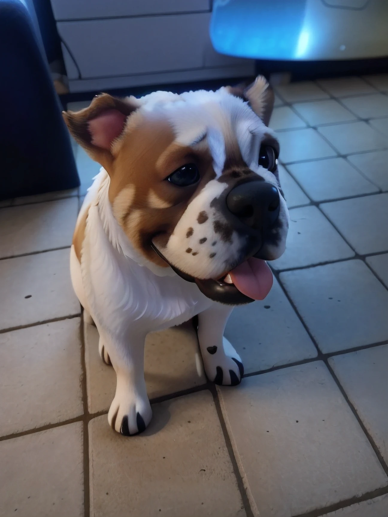 there is a dog that is sitting on the floor with its tongue out, Buldogue iNGLES, olhar orgulhoso, Bullies, atordoante!, extremamente bonito, lindo lindo, looking smug, smug face, Queijo enorme, muito bonito, olhar orgulhoso, Brutus, smiling smugly, Rosas Zulu, Gorgeous features, smug smirk, orgulhoso olhando para longe, smug expression, musculoso
