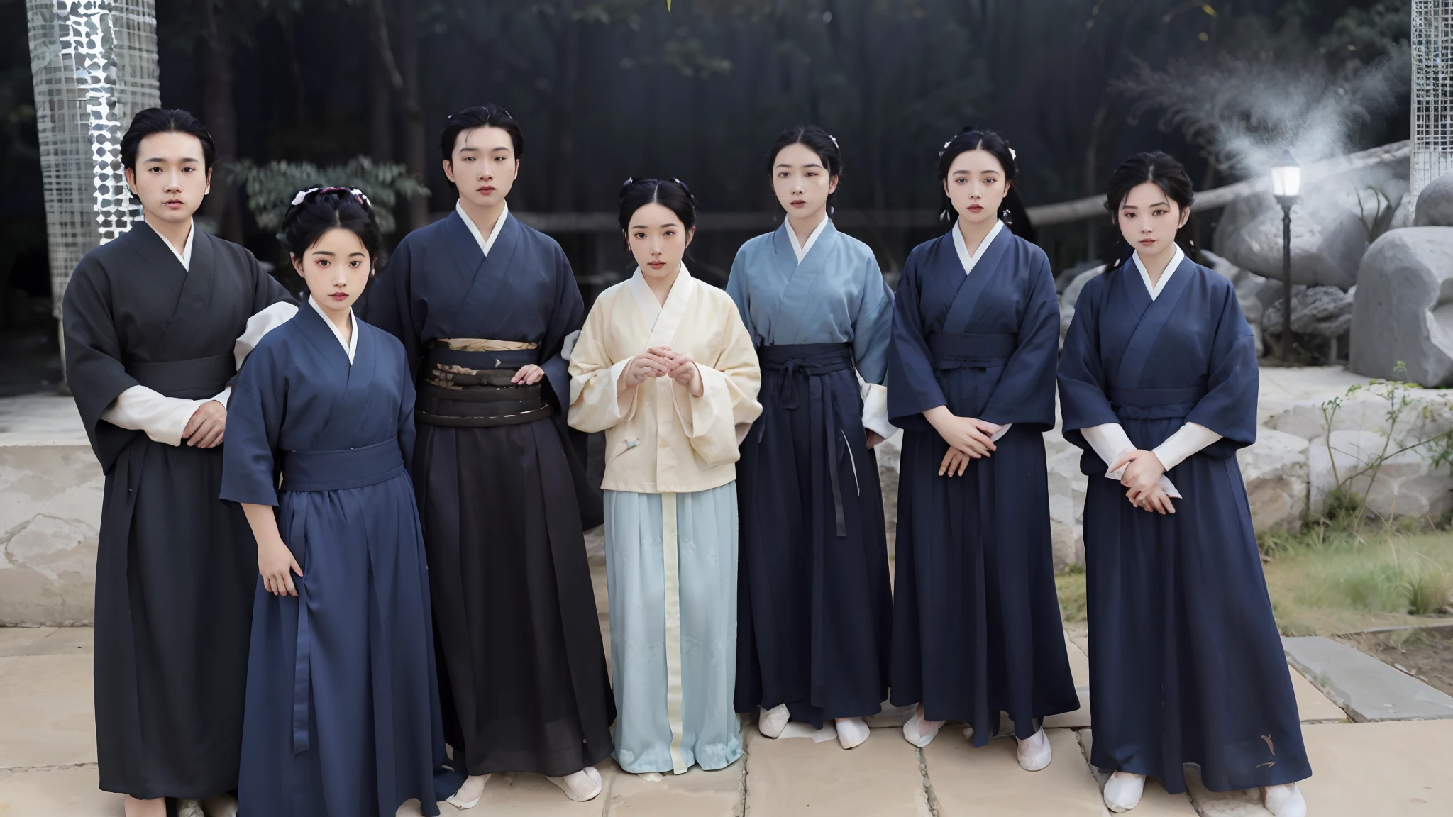 Grupo de pessoas que posam para uma foto com uma placa, usando hakama, Fotografia tirada em 2 0 2 0, quimono hakama, inspired by Gyoshū Hayami
