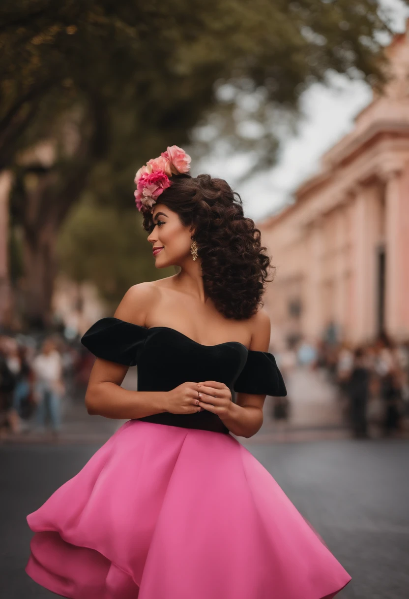 Um filme inspirado na Disney Pixar ( Prada JOVEM COM CABELO LONGO CACHEADO PRETO, USANDO TERNO ROSA) dentro a cena estar na arte distinta do estilo PIXAR, com um fundo de redes socias e la mechendo no celular feliz