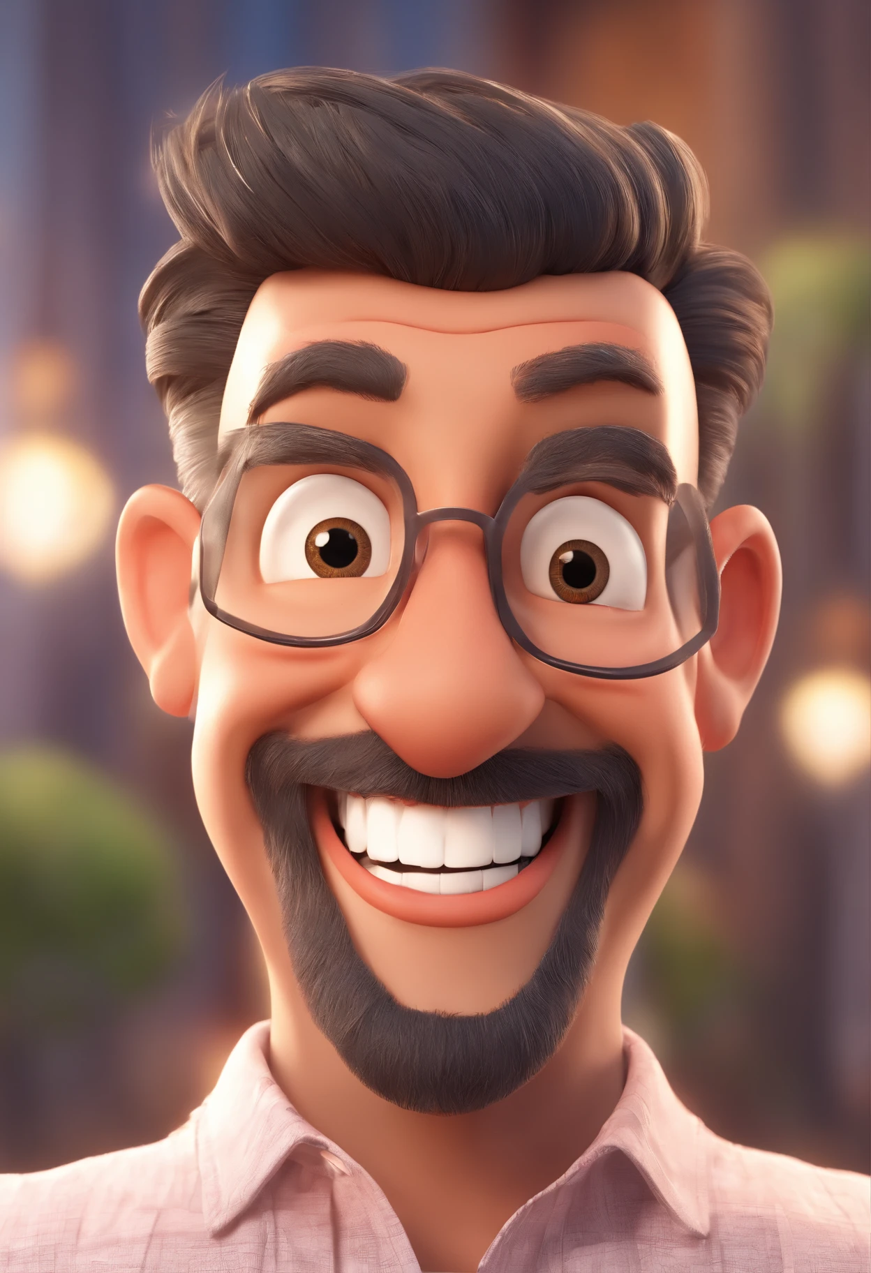 Smiling Man Illustration, sorriso insano, Homem de pele marrom com um sorriso gigante, happily smiling at the camera, sorriso atrevido, he's smiling, sorriso muito grande, Macho sorridente, foto de perfil headshot, rindo sorriso enorme, desenhando no estilo de Arte 3D, c4d, fundo de cor branco puro, estilo disney, estilo pixar render ilustracao Super Detalhe, 8k