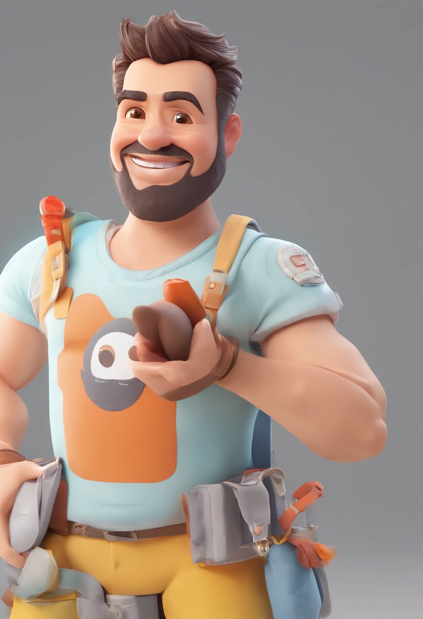 Smiling Man Illustration, sorriso insano, Homem de pele marrom com um sorriso gigante, happily smiling at the camera, sorriso atrevido, he's smiling, sorriso muito grande, Macho sorridente, foto de perfil headshot, rindo sorriso enorme, desenhando no estilo de Arte 3D, c4d, fundo de cor branco puro, estilo disney, estilo pixar render ilustracao Super Detalhe, 8k