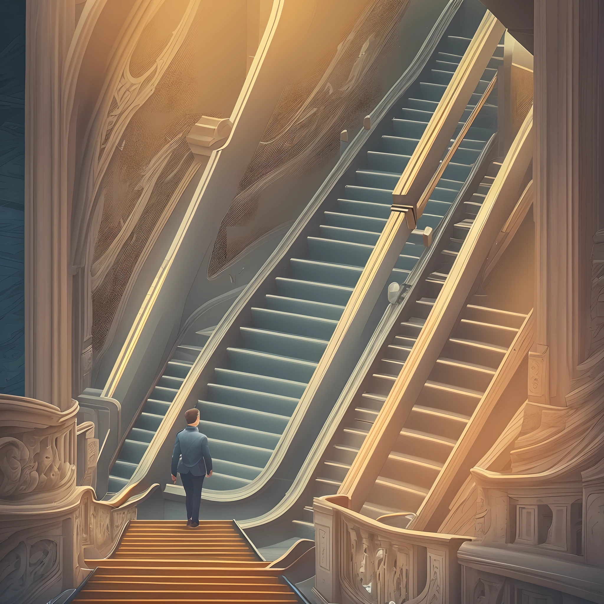 Please create a channel logo for a You tube channel called mind escalator. Which specializes in creating inspirational and self development content . The logo should have a deep meaning to it and be target at a audience age of 24 to 45 .