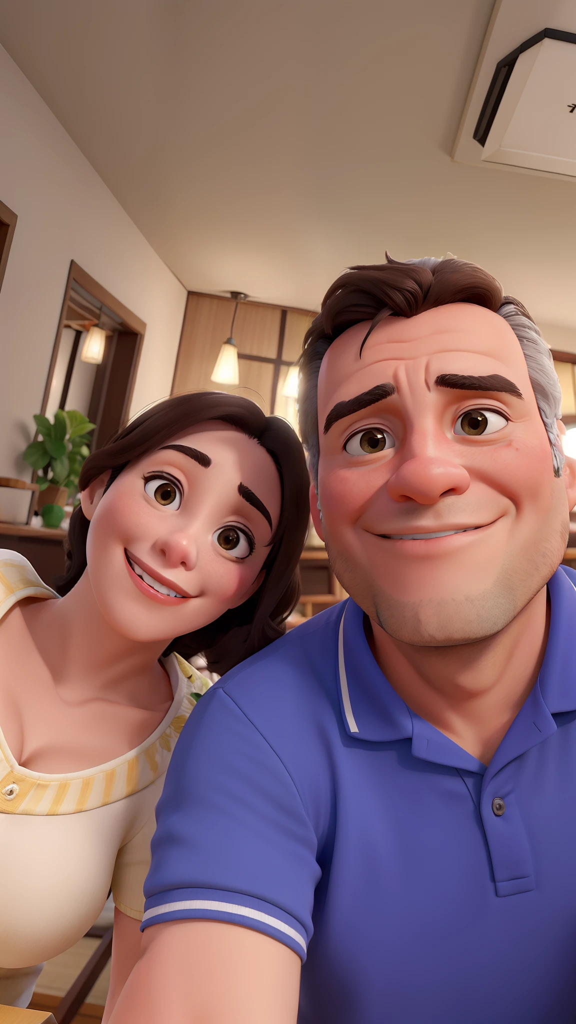 Obra-prima, de melhor qualidade, casal com mulher a esquerda e homem a direita, in a Japanese restaurant