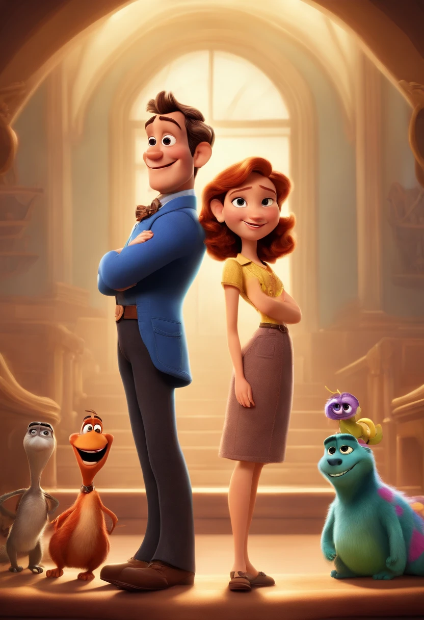 4 personagem de desenho animados fazendo prova em sala de aula sentados separadamente . Estilo pixar disney, alta qualidade, melhor qualidade.