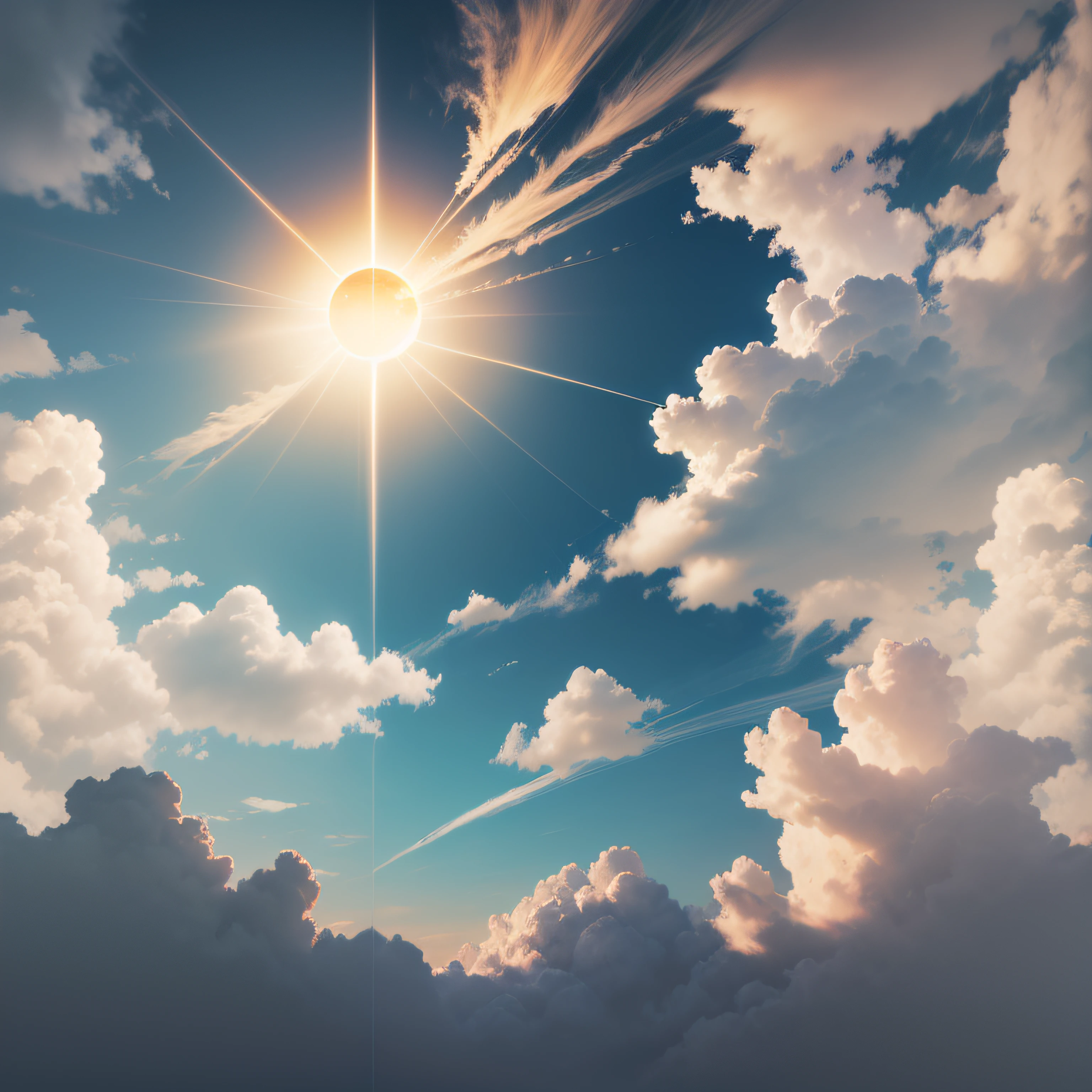 Background with sky and clouds and sun