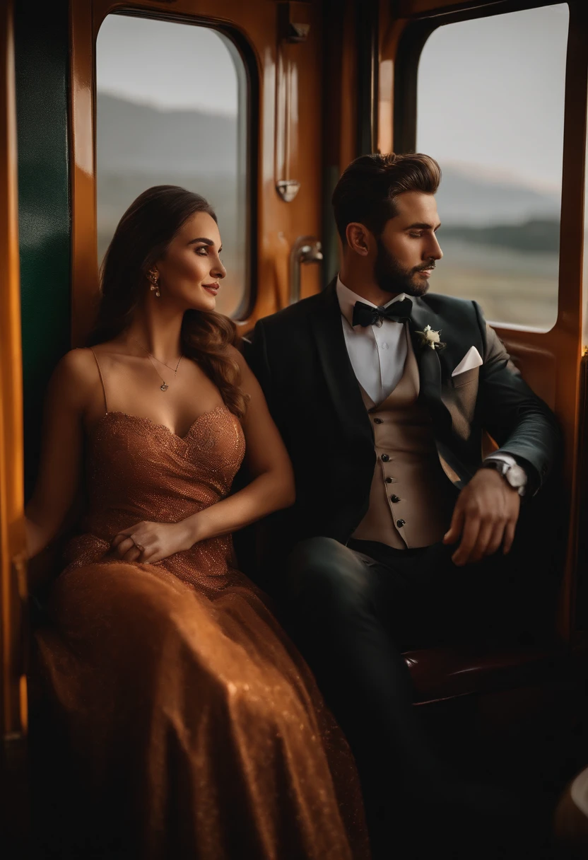 They are posing for a photo in a train carriage, imagem de perfil, Lovely couple, Ghutra e Egal, foto de perfil, Postagem no Reddit, facebook post, taken in the early 2020s, Casal feliz, par, Ayanamikodon e Irakli Nadar, retrato de casal, imagem de qualidade muito baixa, Foto de perfil