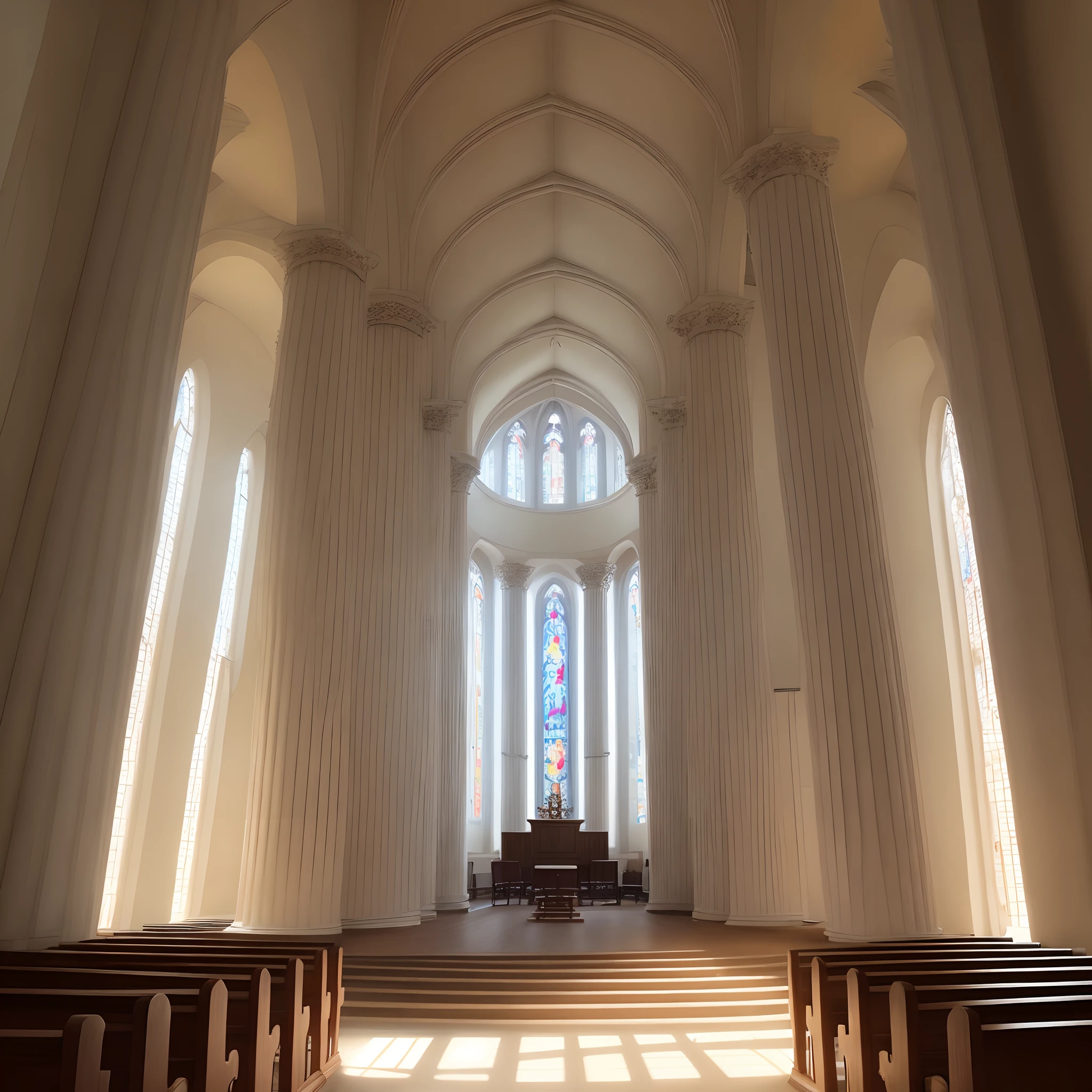 Church with three columns in front written on the balcony :Mission and Life