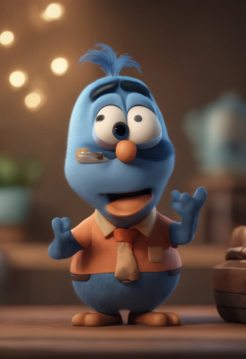 Cartoon character of a man wearing black glasses and a blue shirt, um personagem animado, Caractere estilizado, animation style rendering, 3D estilizado, Arnold Maya render, 3 d render stylized, toon render keyshot, Personagem 3D, Personagem 3D, 3d rendering stylized, 3 d character render, personagem de desenho animado, Personagem de close up, Pose de personagem, (Estilo Pixar) (master part:1.2) (Bokeh) (best quality) (pele detalhada) (textura detalhada) (8k) (argila) (Cinematic lighting) (foco nítido，Senta e vaza a parte superior do corpo