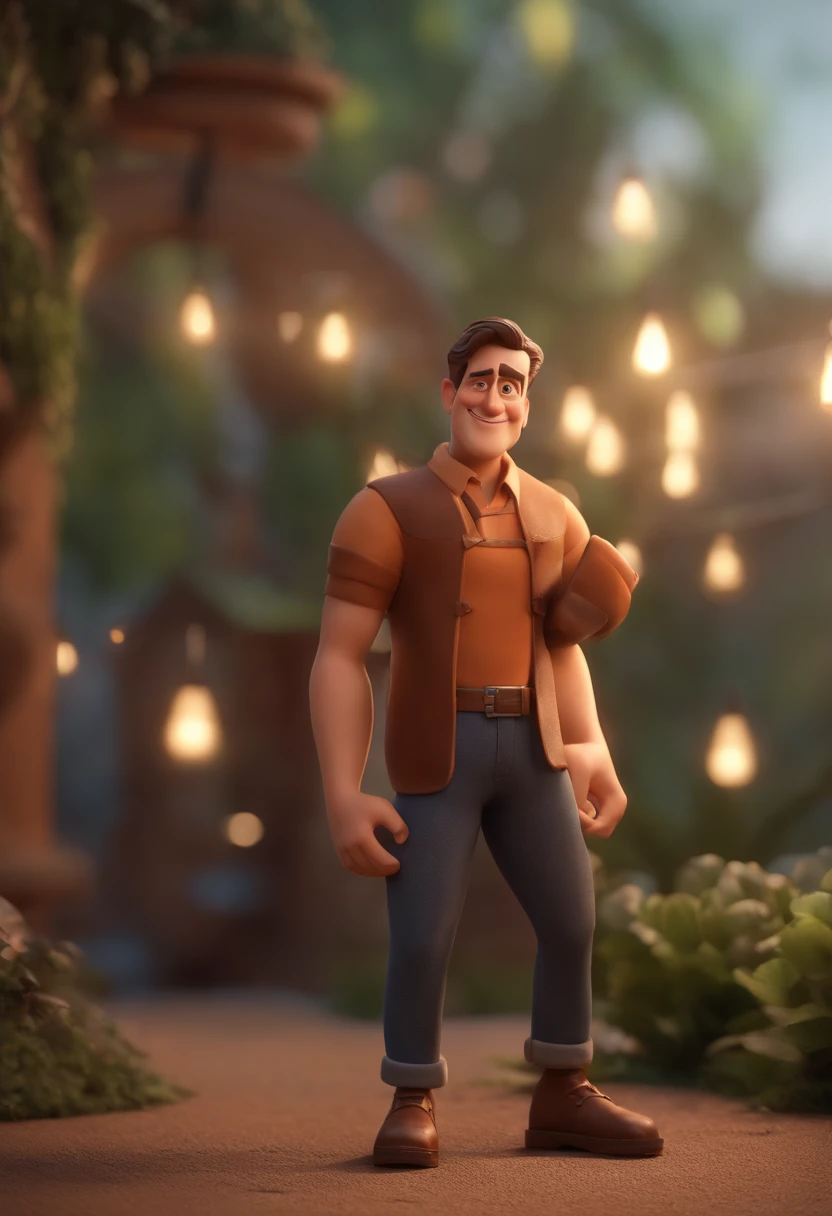 personagem dos desenhos animados de um homem com uma camisa preta, animation character, Caractere estilizado, animation style rendering, 3D estilizado, Arnold Maya render, 3 d render stylized, toon render keyshot, Personagem 3D, Personagem 3D, 3d rendering stylized, 3 d character render, personagem de desenho animado, Personagem de close up, Pose de personagem, (Estilo Pixar) (master part:1.2) (Bokeh) (best quality) (pele detalhada) (textura detalhada) (8k) (argila) (Cinematic lighting) (foco nítido