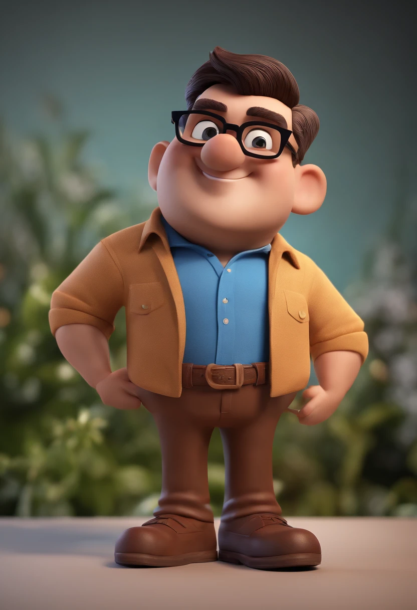 Cartoon character of a man with black glasses and a blue shirt, animation character, Caractere estilizado, animation style rendering, 3D estilizado, Arnold Maya render, 3 d render stylized, toon render keyshot, Personagem 3D, Personagem 3D, 3d rendering stylized, 3 d character render, personagem de desenho animado, Personagem de close up, Pose de personagem, (Estilo Pixar) (master part:1.2) (Bokeh) (best quality) (pele detalhada) (textura detalhada) (8k) (argila) (Cinematic lighting) (foco nítido
