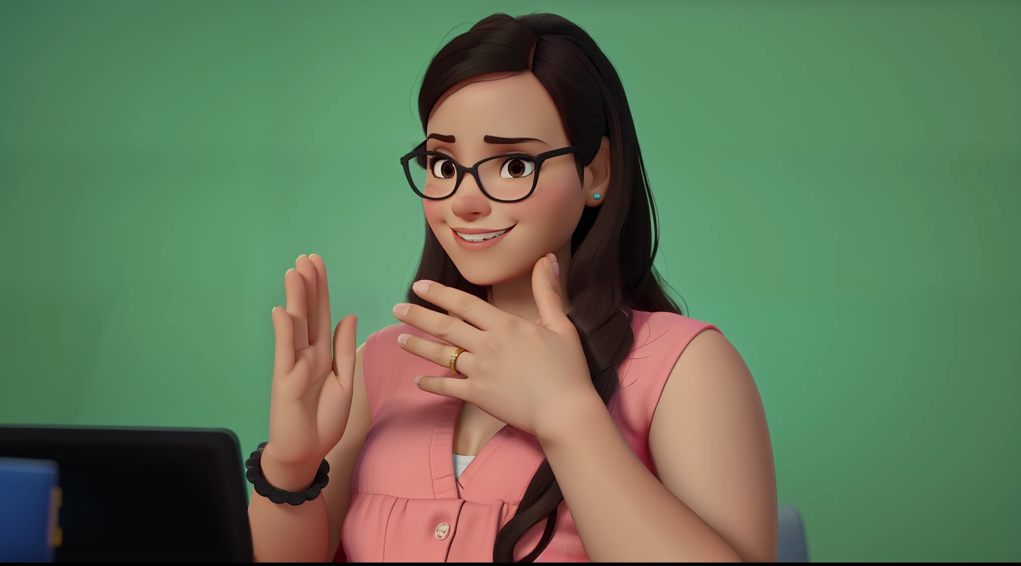 Uma mulher morena clara estilo disney pixar cartoon. melhor qualidade. alta qualidade.