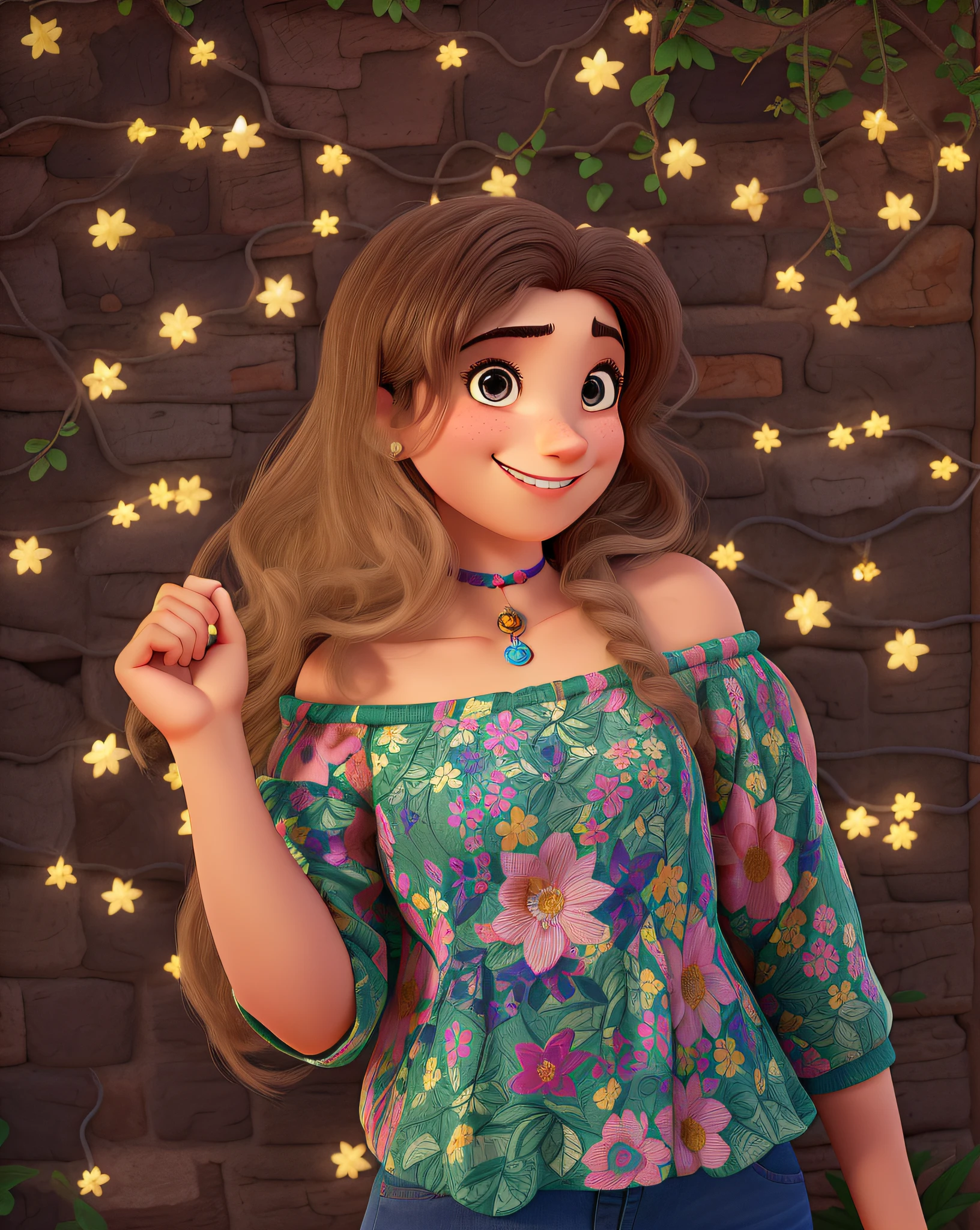 uma jovem mulher sorridente ao estilo pixar, alta qualidade, melhor qualidade