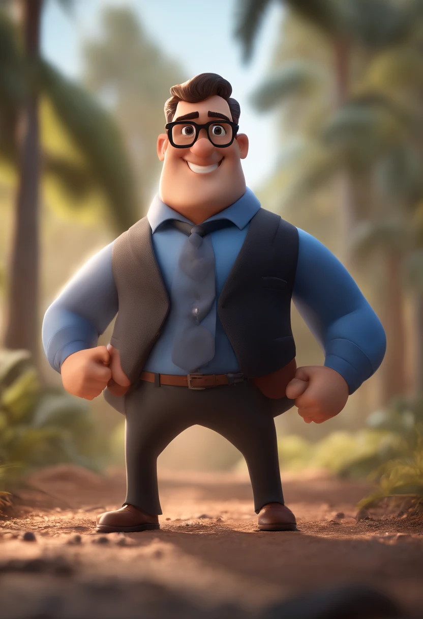 Cartoon character of a man with black glasses and a blue shirt, animation character, Caractere estilizado, animation style rendering, 3D estilizado, Arnold Maya render, 3 d render stylized, toon render keyshot, Personagem 3D, Personagem 3D, 3d rendering stylized, 3 d character render, personagem de desenho animado, Personagem de close up, Pose de personagem, (Estilo Pixar) (master part:1.2) (Bokeh) (best quality) (pele detalhada) (textura detalhada) (8k) (argila) (Cinematic lighting) (foco nítido