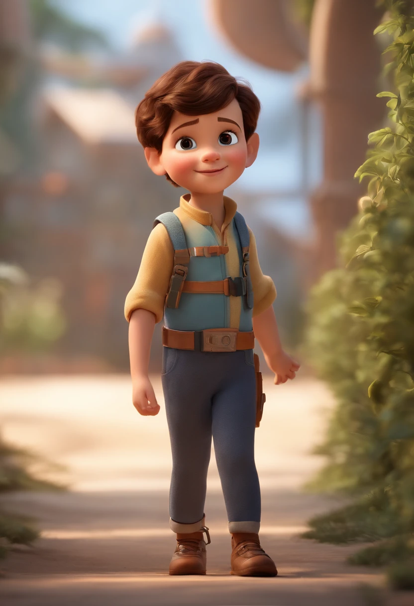 a happy cute ??? standing short hair, vestindo uma fantasia espacial, , fundo branco, barnet, tom, Estilo Pixar, ..3d, desenhos animados, rosto detalhado, asymmetrical 16k