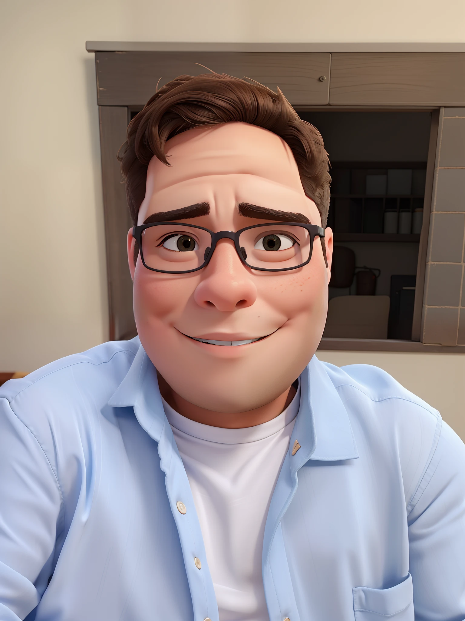 A 19-year-old boy with glasses, branco meio gordinho