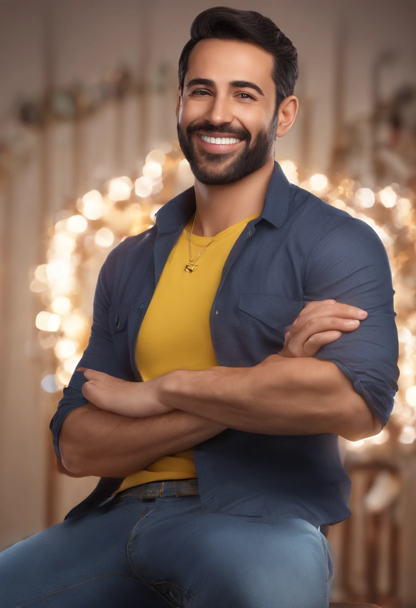 Homem com cabelos preto escuros liso e barba cavanhaque escura falhada, Rosto fino, Smiling holding a camera and a flash light in front of you;, foto profissional, foto profissional, Eloy Morales, imagem profissional, Foto selfie 8k, professional photographie, enquanto sorri para uma fotografia, smiling at camera, camera flash is so bright, fotografia profissional, happily smiling at the camera, Luis Nieves Sr....., Looking at camera!!!