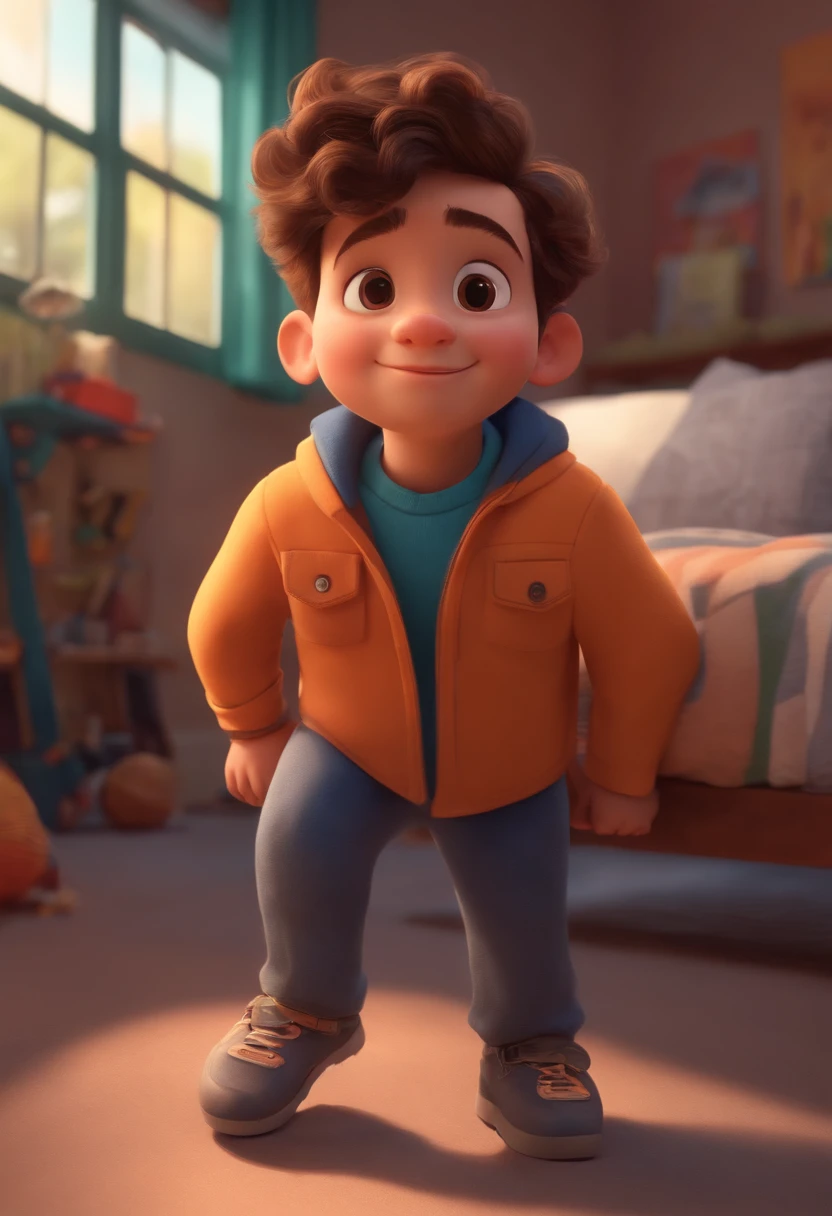 Image of a boy for a story in a YouTube video in Pixar format, He's the little allabester, He's the class leader, He's outgoing, Playful and gets up for a lot of things