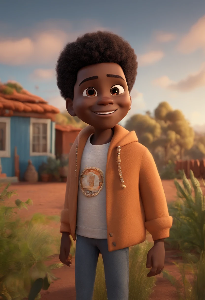 Um negro, cabelo afro curto, Feliz, fundo branco, Child, Tom, Estilo Pixar, ......3d, Cartoon, Rosto detalhado, asymmetrical 16k