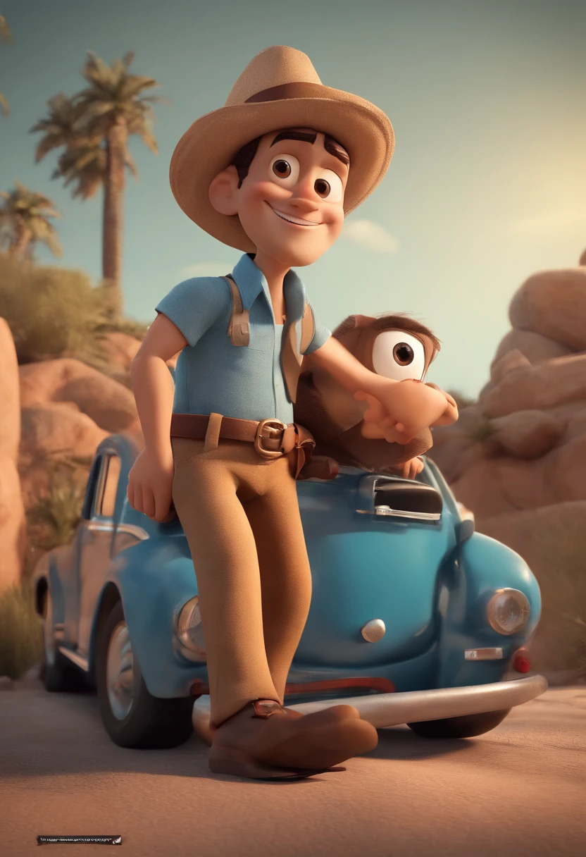 personagem dos desenhos animados de um homem gordinho de cabelos bem curtos, quase careca, de barba, de camiseta preta, Blue pants and a professional camera in hand, animation character, Caractere estilizado, animation style rendering, 3D estilizado, Arnold Maya render, 3 d render stylized, toon render keyshot, Personagem 3D, Personagem 3D, 3d rendering stylized, 3 d character render, personagem de desenho animado, Personagem de close up, Pose de personagem, (Estilo Pixar) (master part:1.2) (Bokeh) (best quality) (pele detalhada) (textura detalhada) (8k) (argila) (Cinematic lighting) (foco nítido