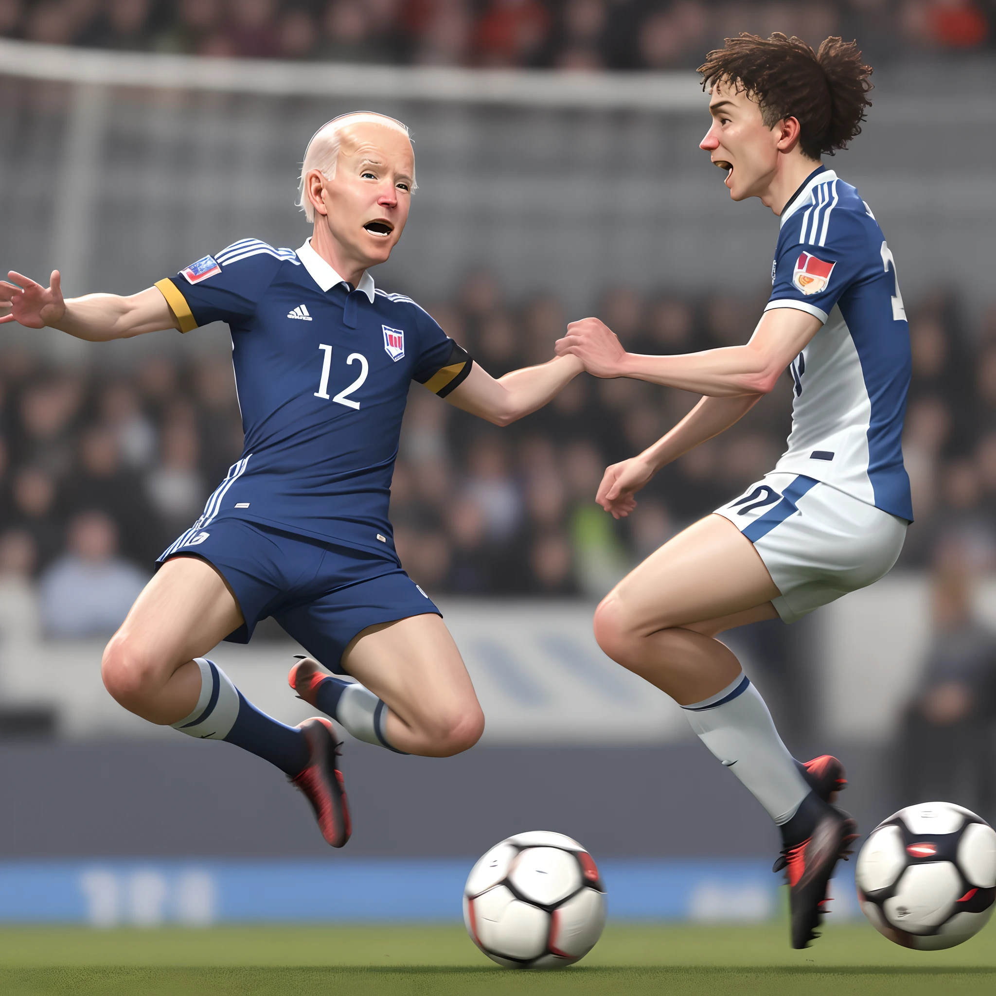 joe biden scoring a last minute goal in a soccer game