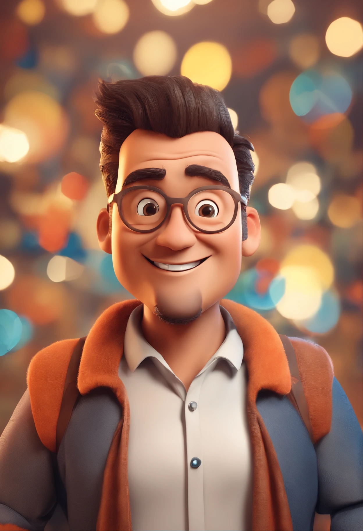 Smiling Man Illustration, sorriso insano, Homem de pele marrom com um sorriso gigante, happily smiling at the camera, sorriso atrevido, he's smiling, sorriso muito grande, Macho sorridente, foto de perfil headshot, rindo sorriso enorme, desenhando no estilo de Arte 3D, c4d, fundo de cor branco puro, estilo disney, estilo pixar render ilustracao Super Detalhe, 8k