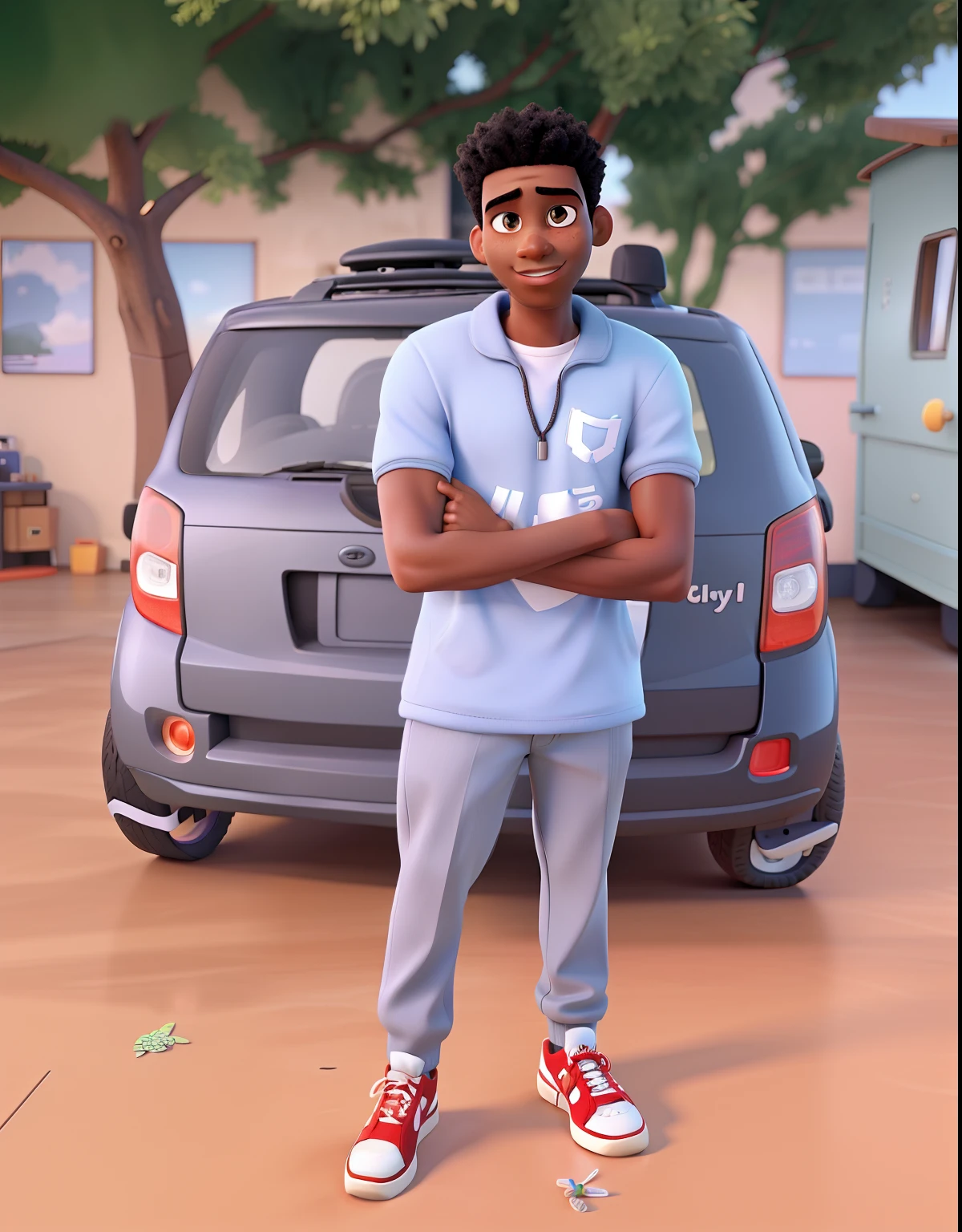 Black man Pixar style best quality high quality image with accurate features