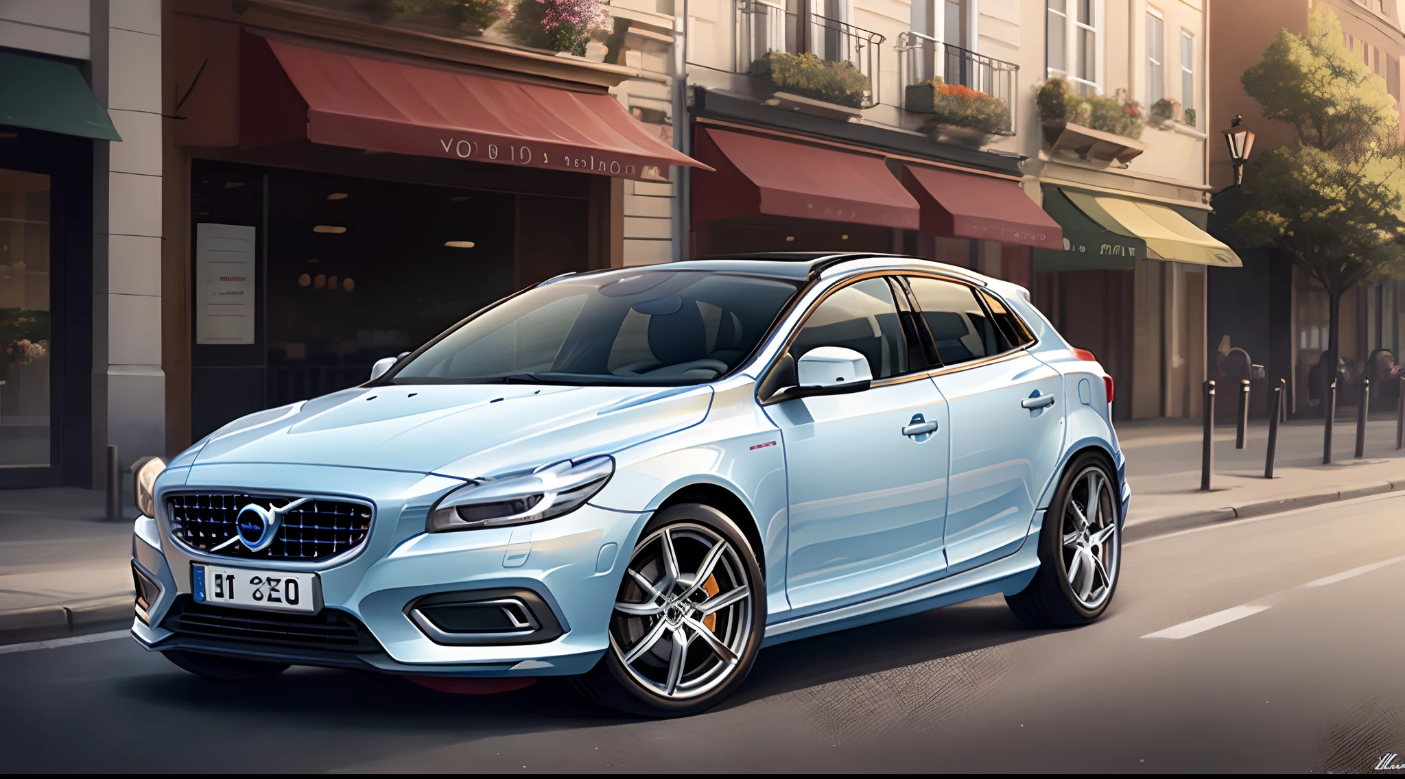 Volvo v40 blanche dessin animé cars