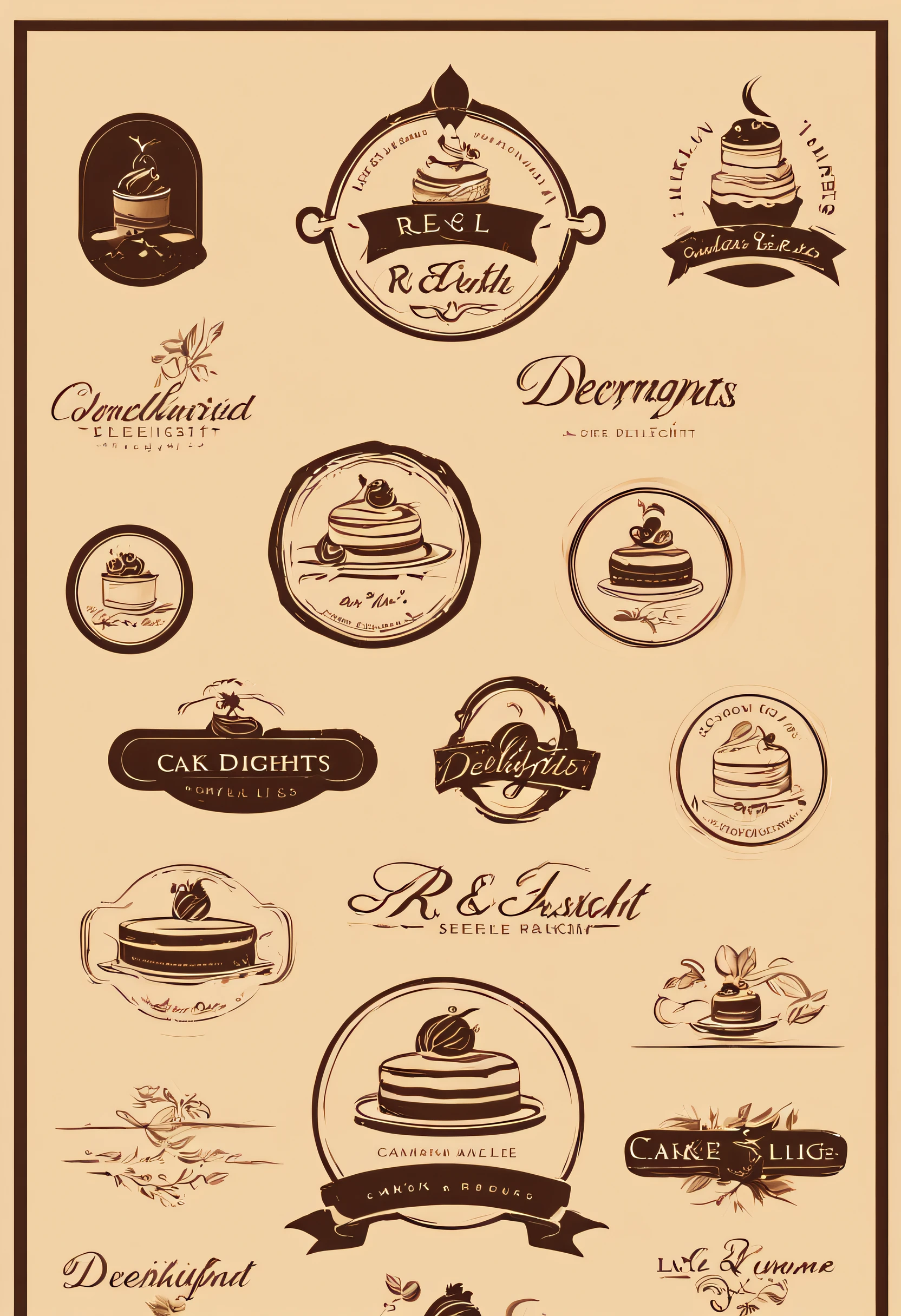 Create a stylish and modern logo for a dessert company specializing in cake jars, named 'R&L Delights'. The logo should incorporate the letters 'R' and 'L' in a creative and elegant manner. Think of elements that convey the idea of flavor and indulgence. Sophisticated colors and a design that exudes a contemporary look are desirable. Keep in mind that the logo should be appealing to an audience looking for gourmet and high-quality products
