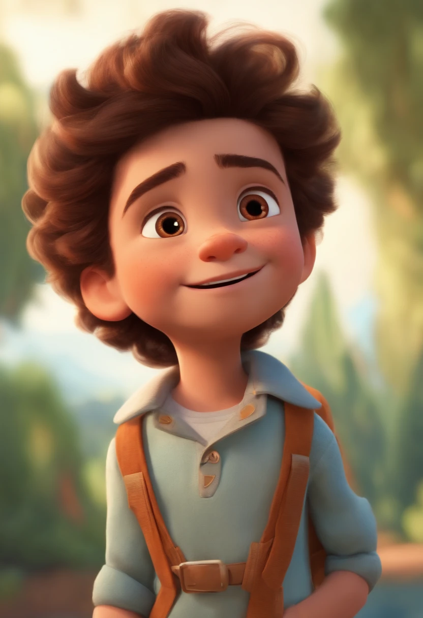 Image of a boy for a story in a YouTube video in Pixar format, He's the  allabester, He's the class leader, He's outgoing, Playful and gets up for a lot of things