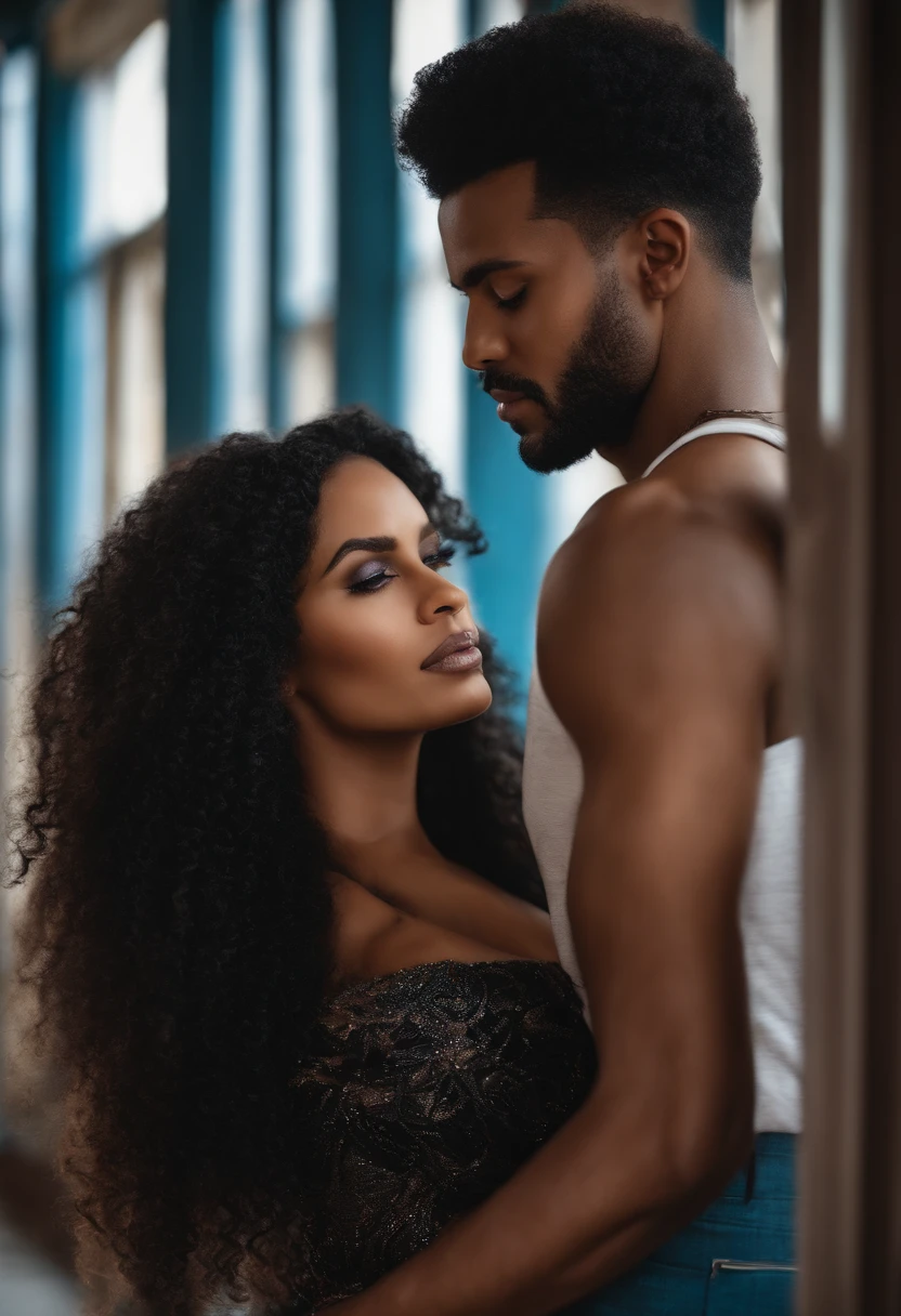 Casal latino americano, alta qualidade, mulher cabelo preto, homem cabeblo preto, alta resolução
