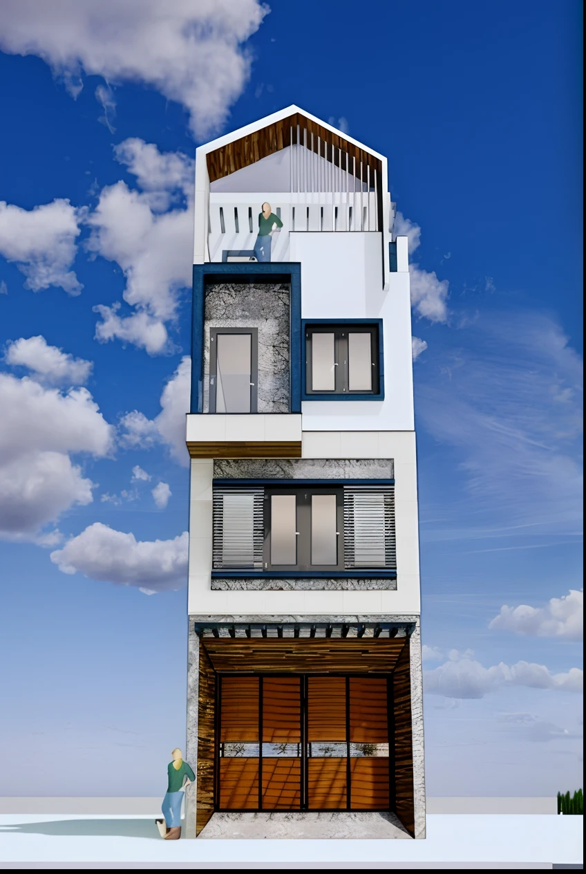 a rendering of a tall building with a garage and a balcony, arhitectural shot, front elevation view, elevation view, nepali architecture buildings, architectural shot, building facing, artistic render, front-view, wide angle exterior 2022, architectural 3 d render, architectural rendering, architectural render, high quality rendering, inter dimensional villa, pre-rendered