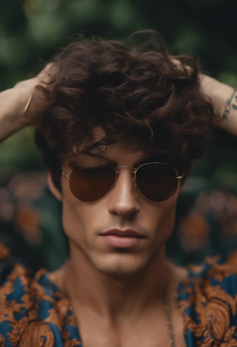 fotografia, masculine perfection, maxilar forte, full lips, nariz romano, Cabelos ousados, hazelnut eyes, hyper realistic, 8K --V 4, corpo completo com uma blusa preta