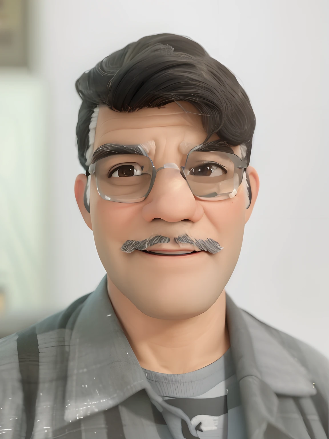 velho, inspirado na Disney Pixar, Inspirado pelo pastor ( Rubens Janeiro ) A gray-haired man wearing glasses in an office with a book on the table looking to the serious future, old man, cabelos grisalhos, um terno
