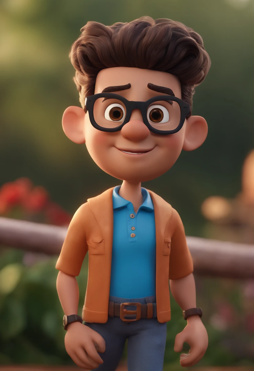 Cartoon character of a man with black glasses and a blue shirt, animation character, Caractere estilizado, animation style rendering, 3D estilizado, Arnold Maya render, 3 d render stylized, toon render keyshot, Personagem 3D, Personagem 3D, 3d rendering stylized, 3 d character render, personagem de desenho animado, Personagem de close up, Pose de personagem, (Estilo Pixar) (master part:1.2) (Bokeh) (best quality) (pele detalhada) (textura detalhada) (8k) (argila) (Cinematic lighting) (foco nítido