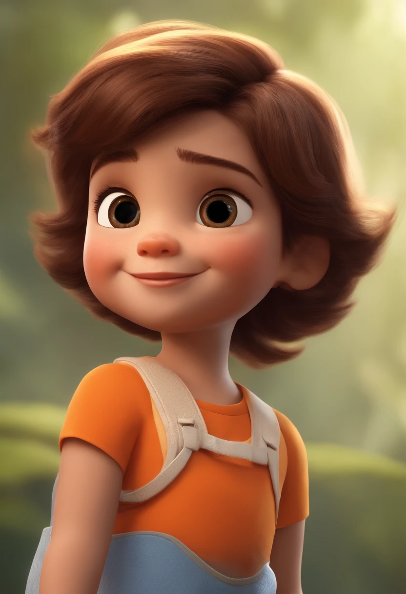 a happy cute ??? standing short hair, vestindo uma fantasia espacial, , fundo branco, barnet, toon, estilo pixar, 3d, desenhos animados, rosto detalhado, asymmetrical 16k