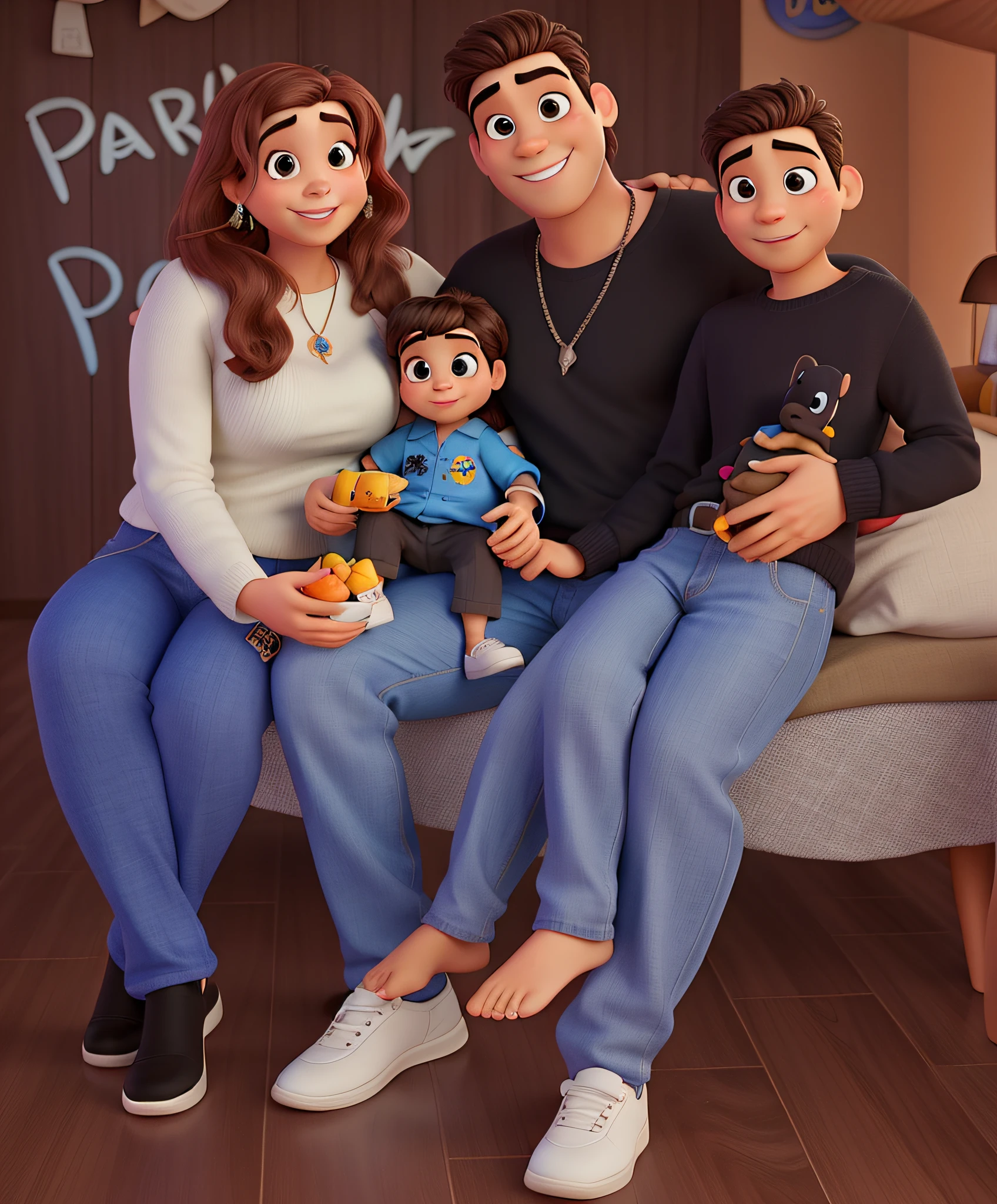 Uma familia estilo disney pixar, alta qualidade, melhor qualidade