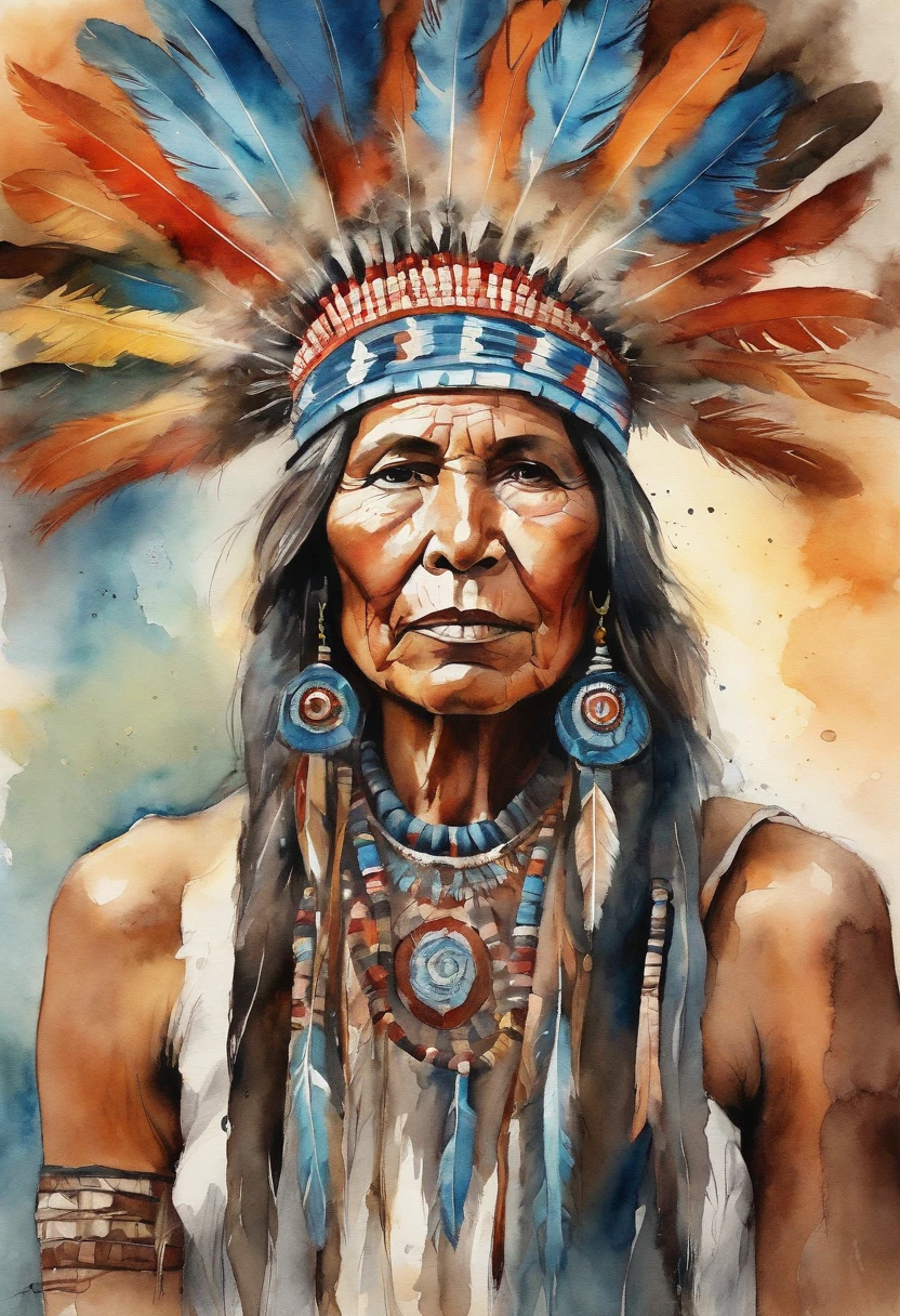 Native American beatuy, woman, designed by ppublish, feather, colors