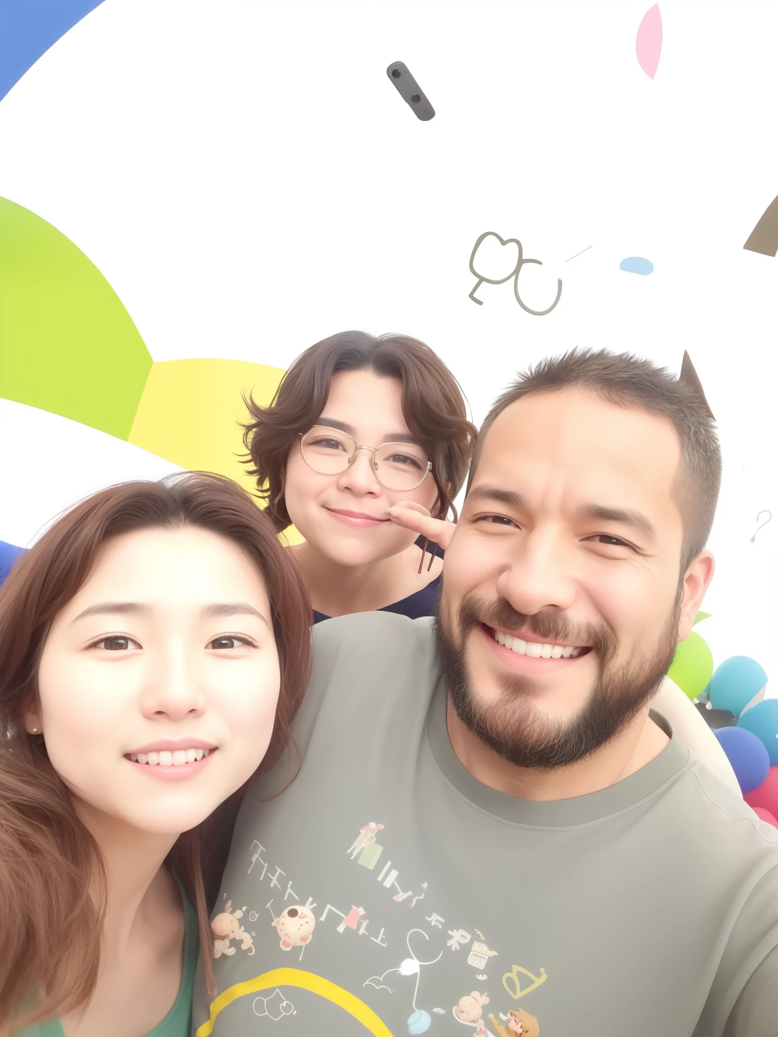 There are two people who are posing for a photo together, Postagem no Reddit, Fotografia Selfie 8k, com dois personagens, Capturado no iPhone, imagem de qualidade muito baixa, foto de perfil, facebook post, foto Selfie, Sakimichan e Frank Franzzeta, foto de baixa qualidade, Happy family, in tokyo, cabrito, imagem do avatar, Selfie, with tiny people