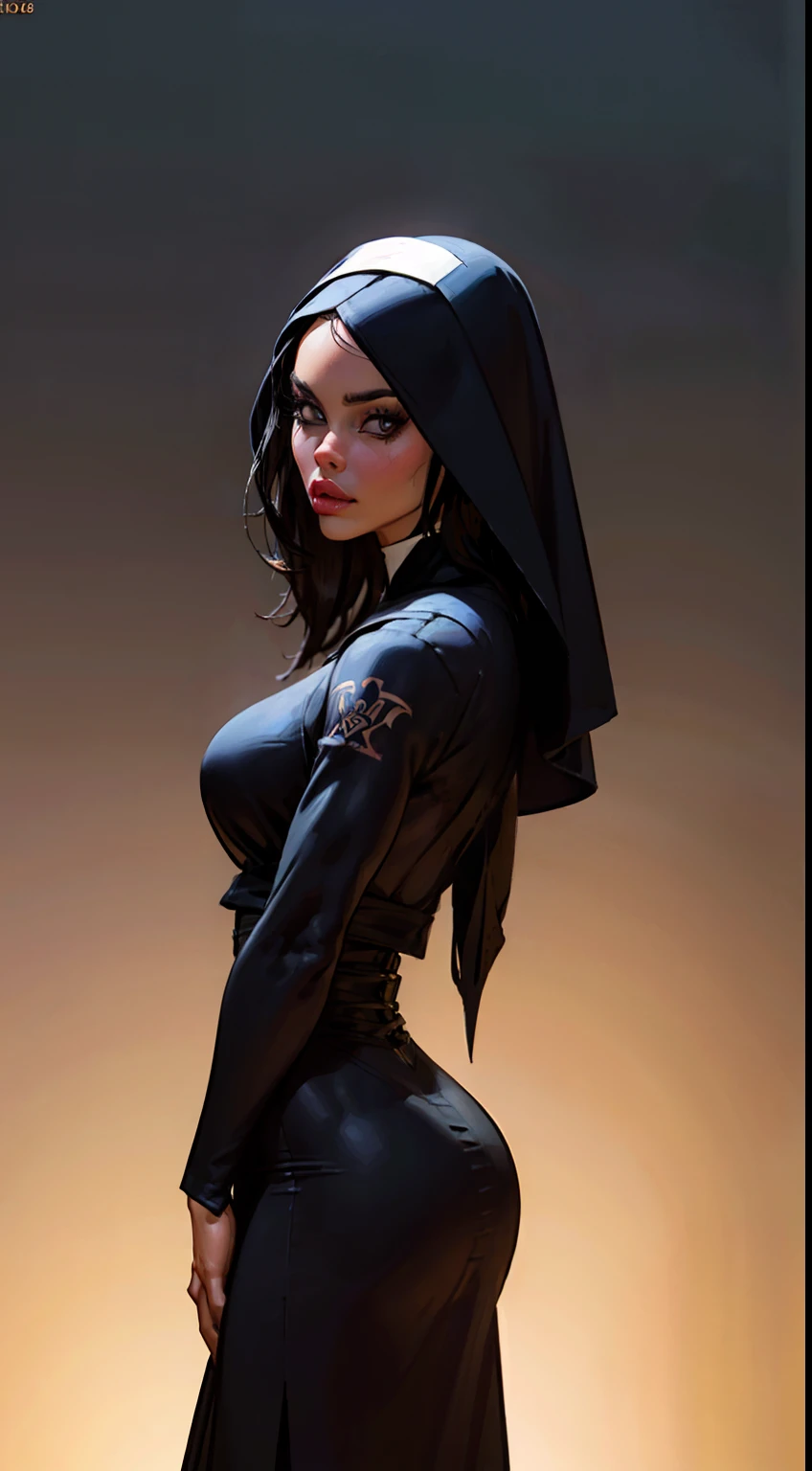1 Same Girl , Perfect Beautiful , Baby Face , Korean 18 Years Old , Medium Hair , Black Gothic Nun Dress , Athletic Body , Extreme Detailed Portrait With Bokeh Effect , Realistic Lighting , Night Street View , Dark Vibe , Crowd , Gothic Makeup , Gothic Tattoo , Posing Like a Model , Look at Viewer