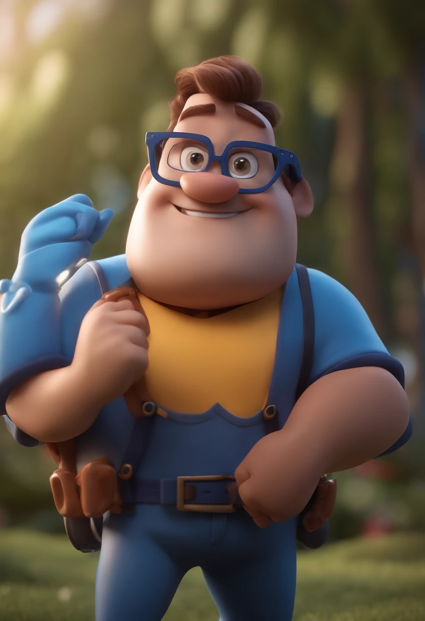 Cartoon character of a man with black glasses and a blue shirt, animation character, Caractere estilizado, animation style rendering, 3D estilizado, Arnold Maya render, 3 d render stylized, toon render keyshot, Personagem 3D, Personagem 3D, 3d rendering stylized, 3 d character render, personagem de desenho animado, Personagem de close up, Pose de personagem, (Estilo Pixar) (master part:1.2) (Bokeh) (best quality) (pele detalhada) (textura detalhada) (8k) (argila) (Cinematic lighting) (foco nítido
