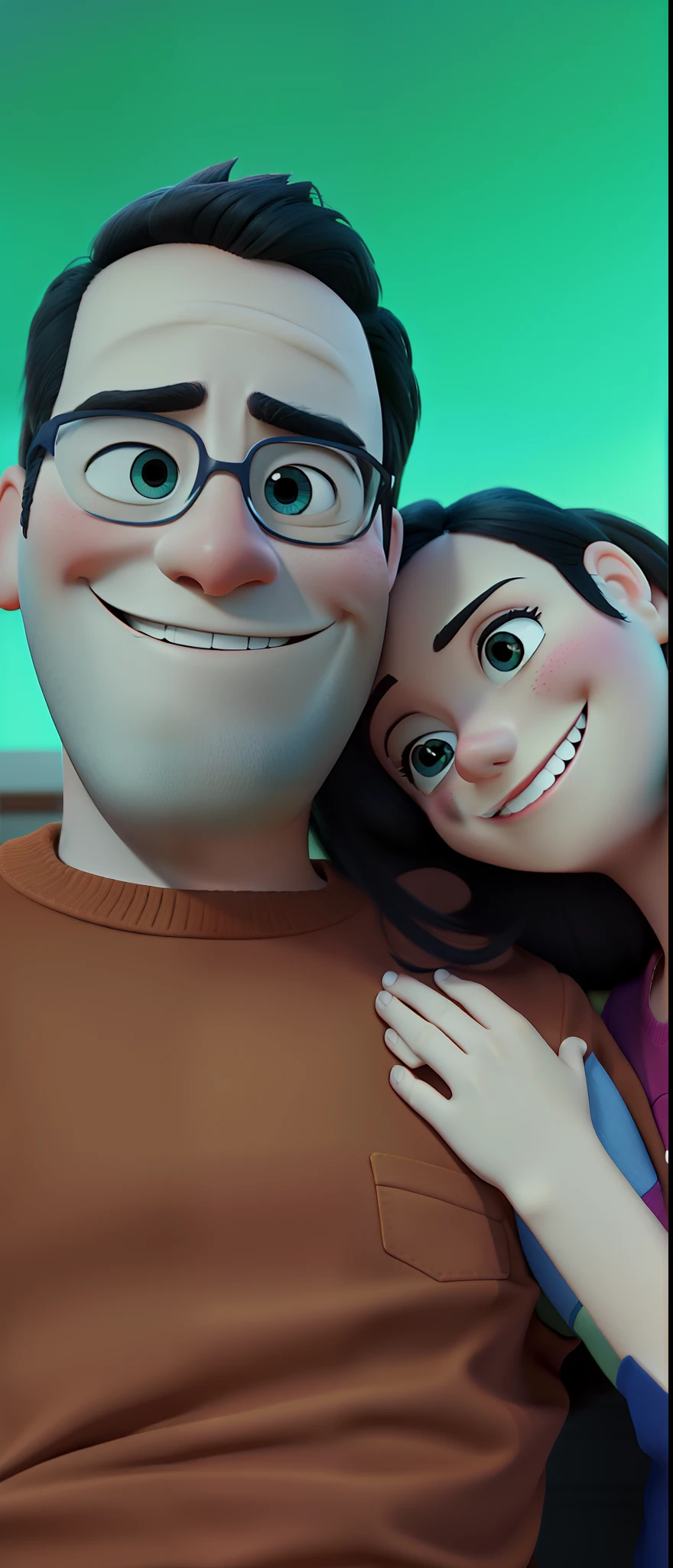 Estilo Pixar, Smiling couple hugging each other